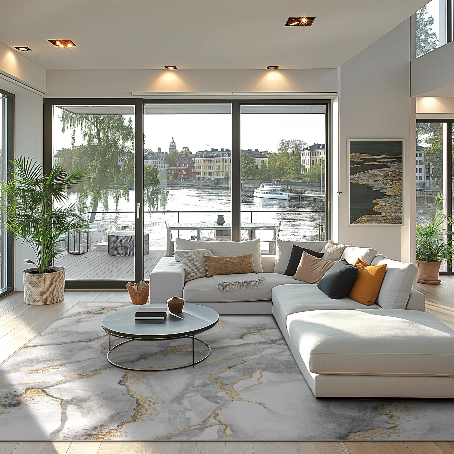 Tapis Wilton - Genova (gris/blanc/doré)