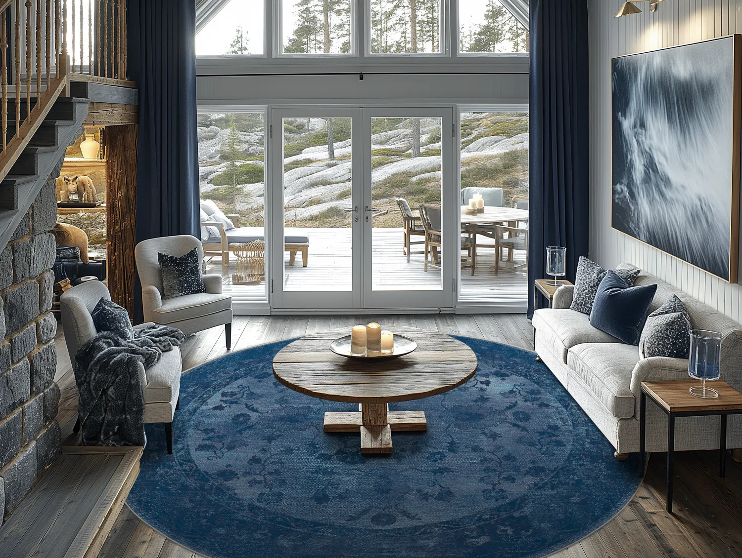 Tapis rond - Gombalia (bleu)