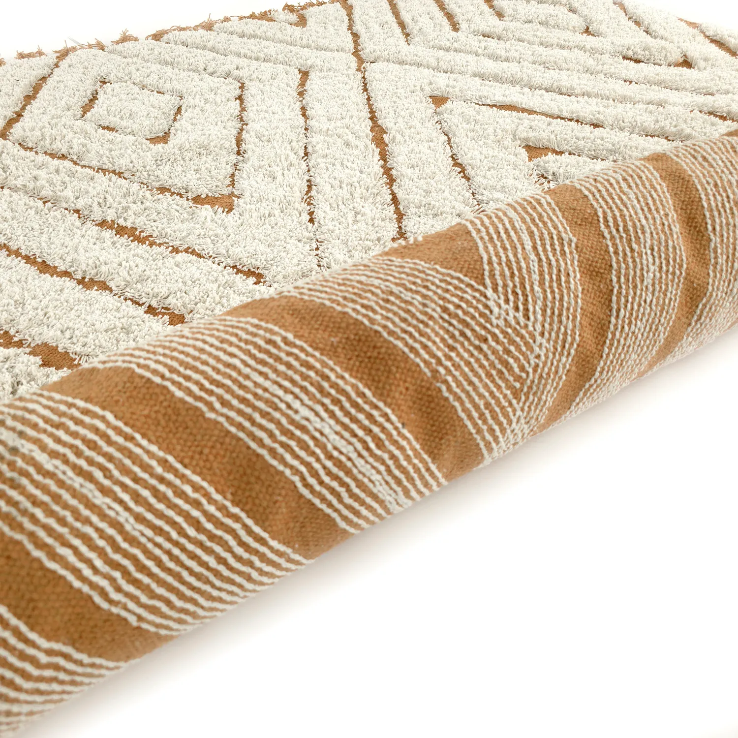 Tapis à poils longs - Holwell Natural Cotton Shaggy (umazano bela/rjava)