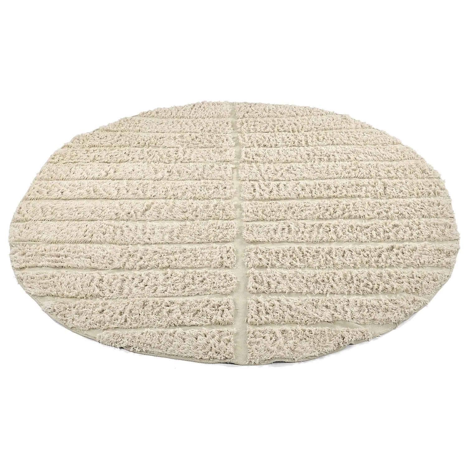 Tapis rond - Ikara Natural Cotton Shaggy (crème)