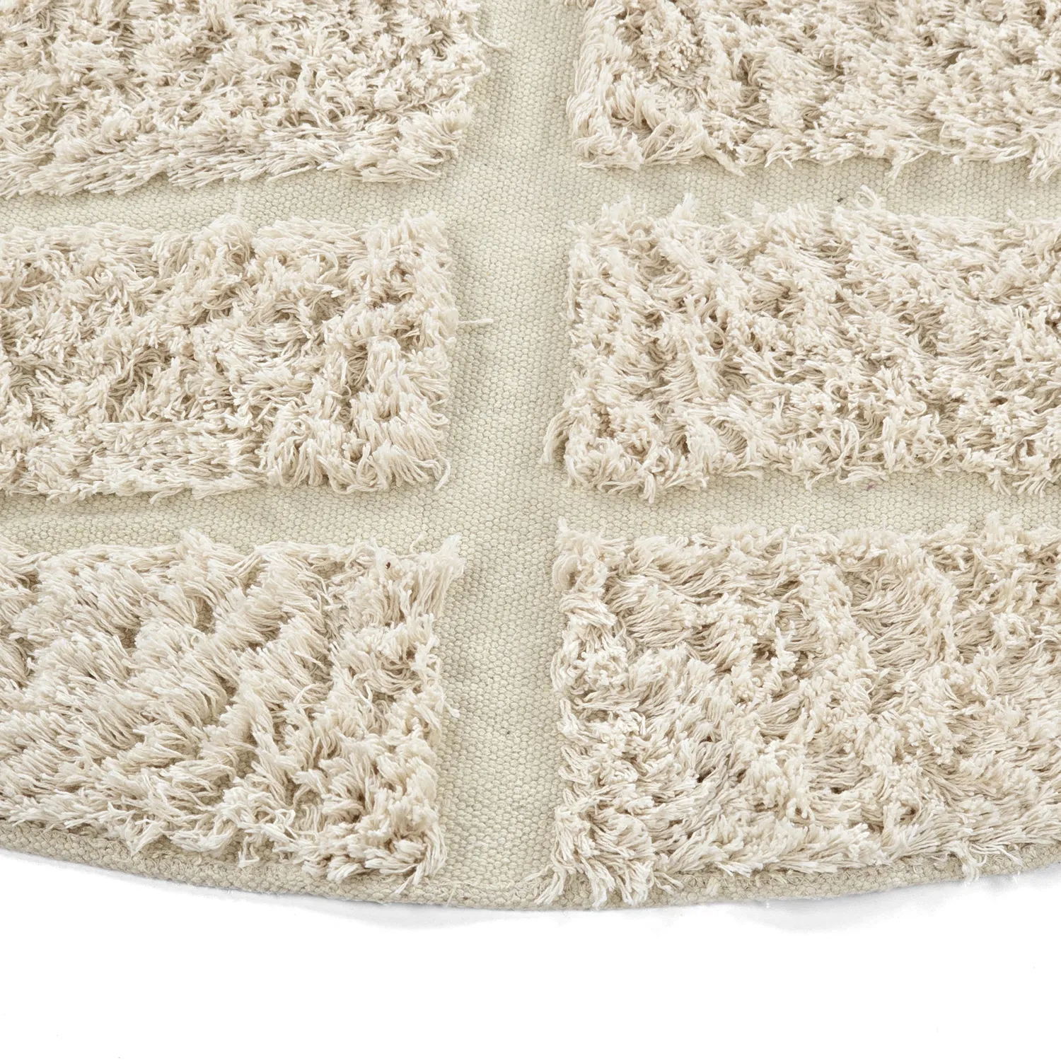 Tapis rond - Ikara Natural Cotton Shaggy (crème)