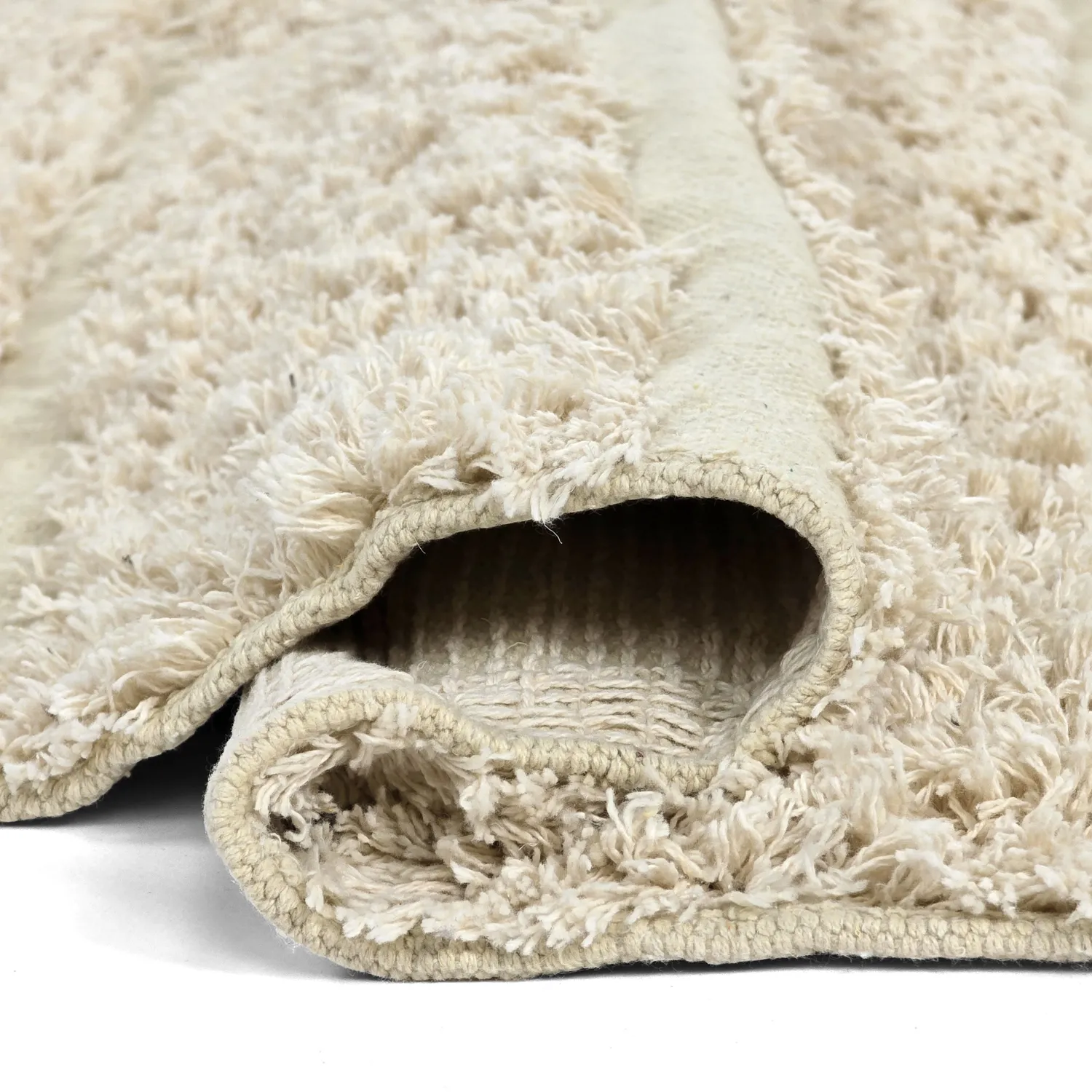 Tapis rond - Ikara Natural Cotton Shaggy (crème)