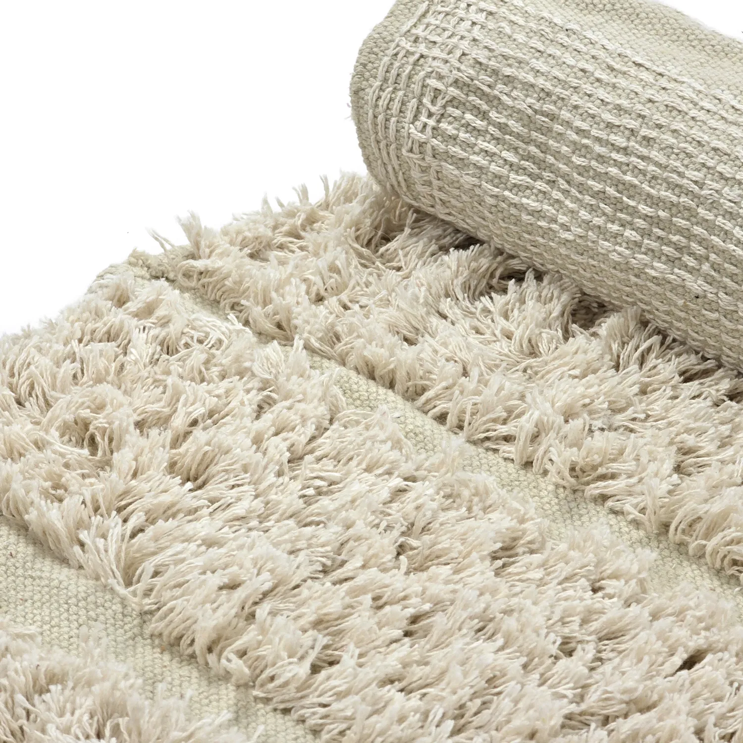 Tapis rond - Ikara Natural Cotton Shaggy (crème)