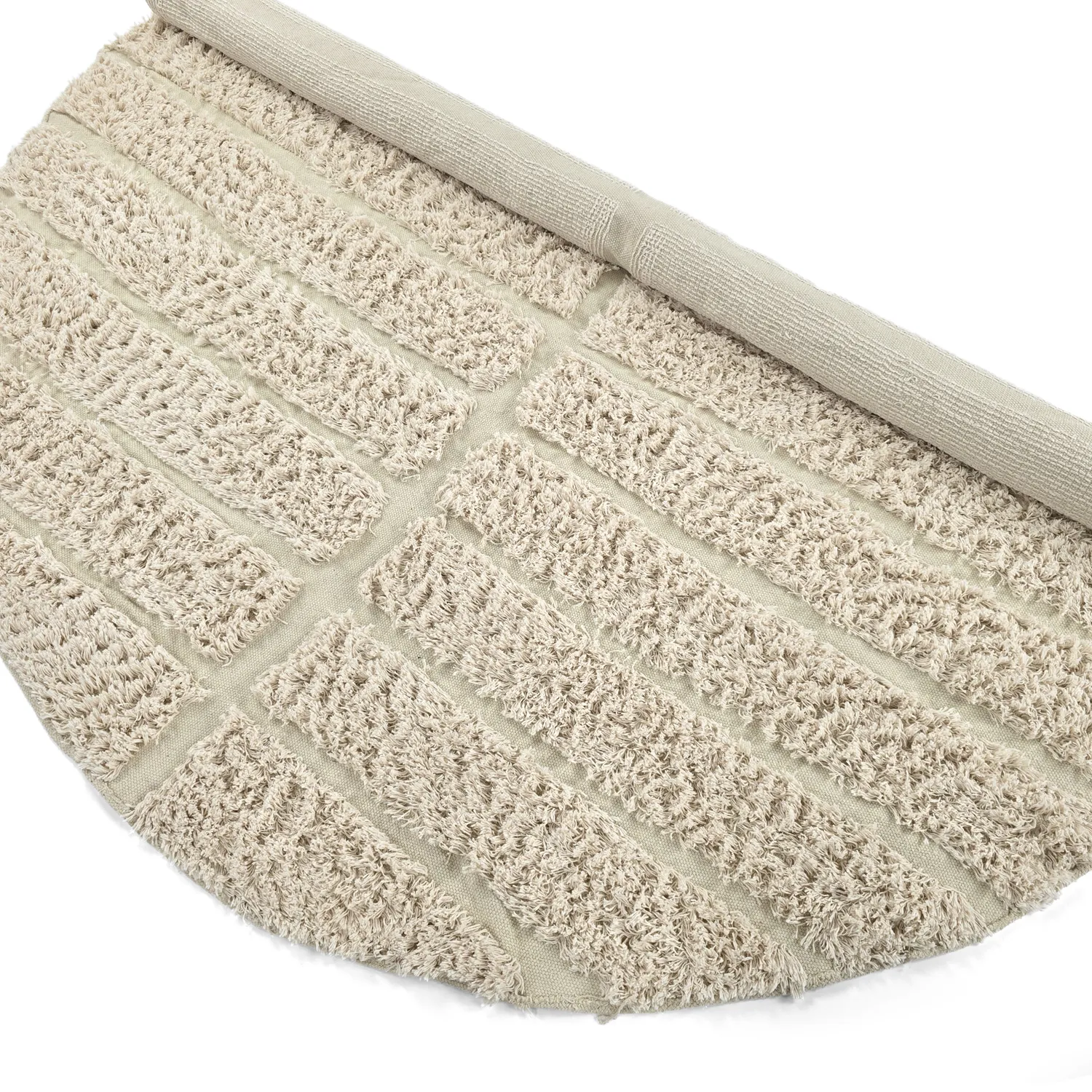 Tapis rond - Ikara Natural Cotton Shaggy (crème)
