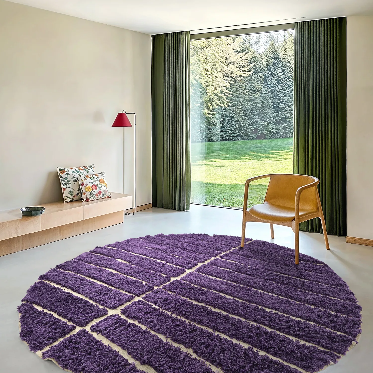 Tapis rond - Ikara Natural Cotton Shaggy (violet)