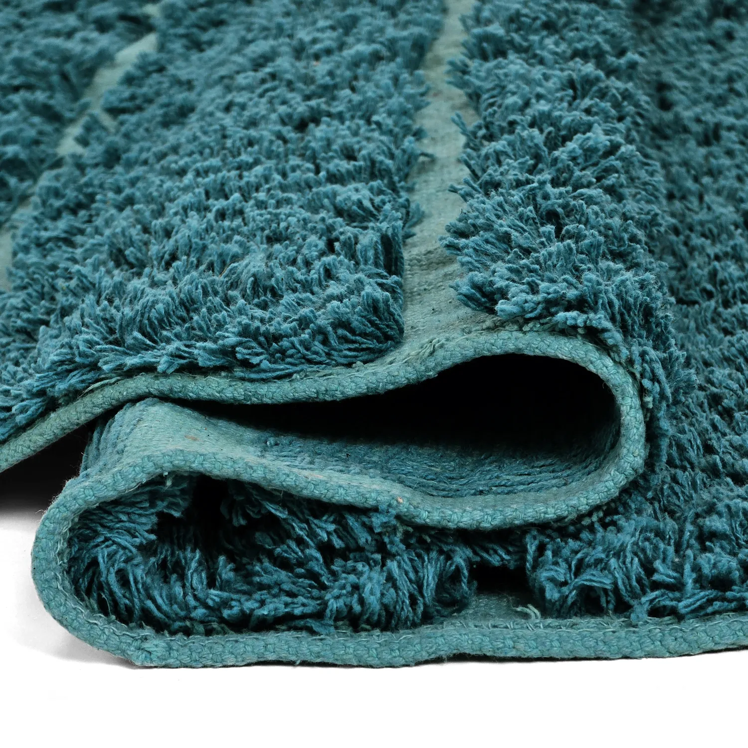 Tapis rond - Ikara Natural Cotton Shaggy (turquoise)