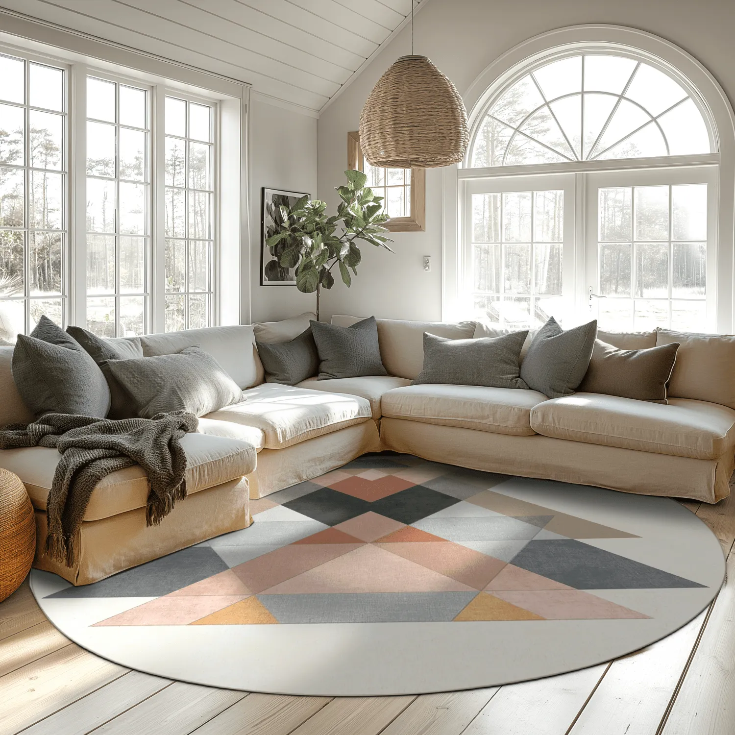Tapis rond - Jeral (beige/multicolore)