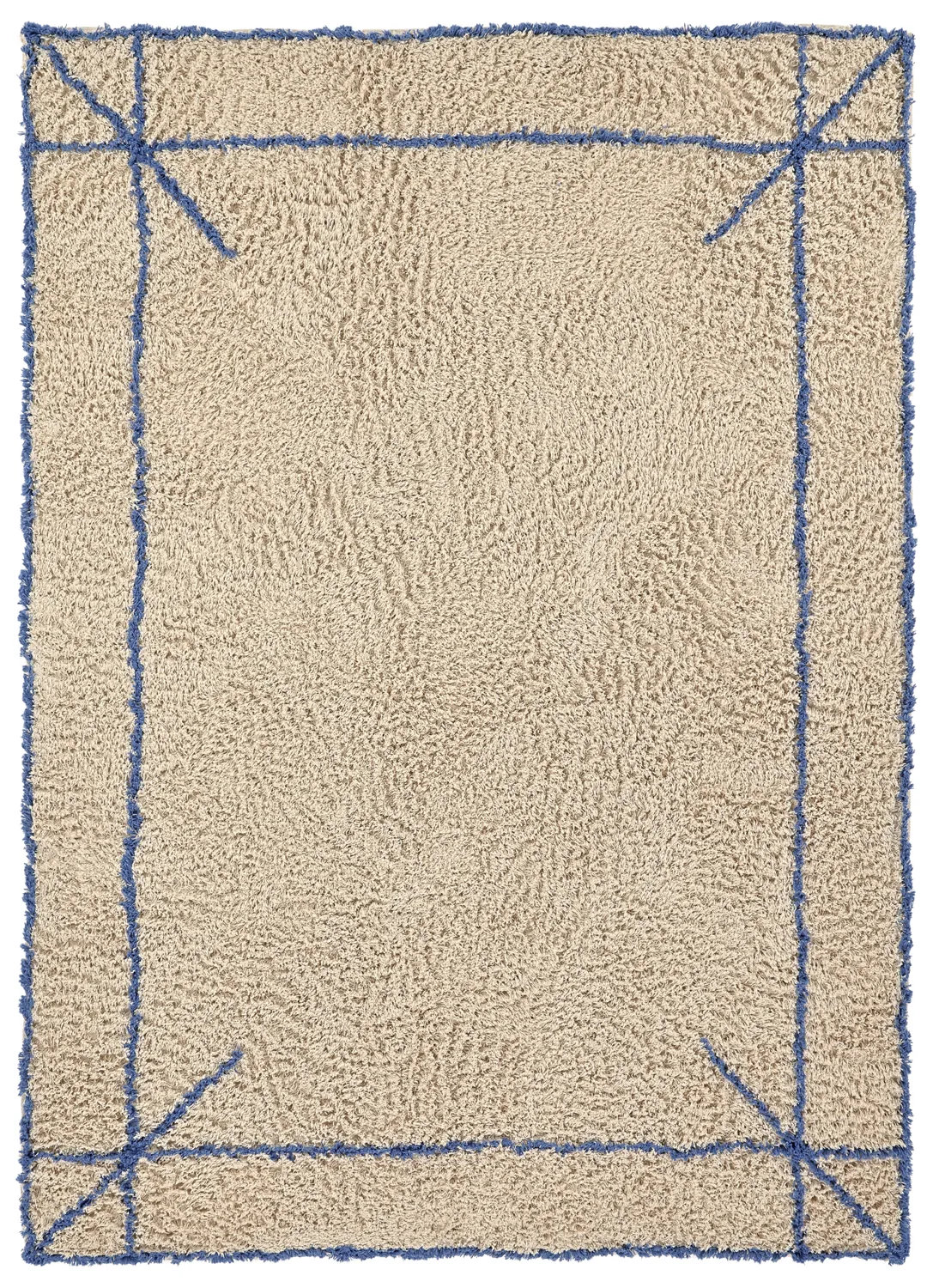 Tapis à poils longs - Kairi Natural Cotton Shaggy (beige/bleu)