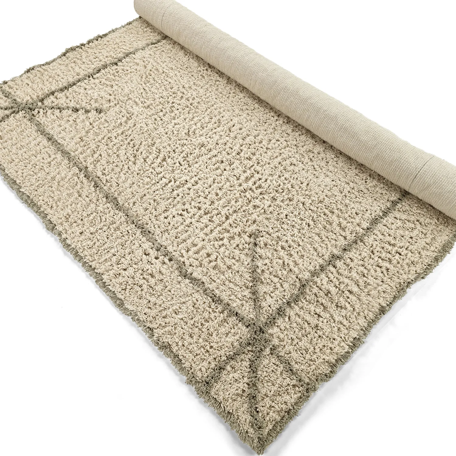 Tapis à poils longs - Kairi Natural Cotton Shaggy (beige/taupe)