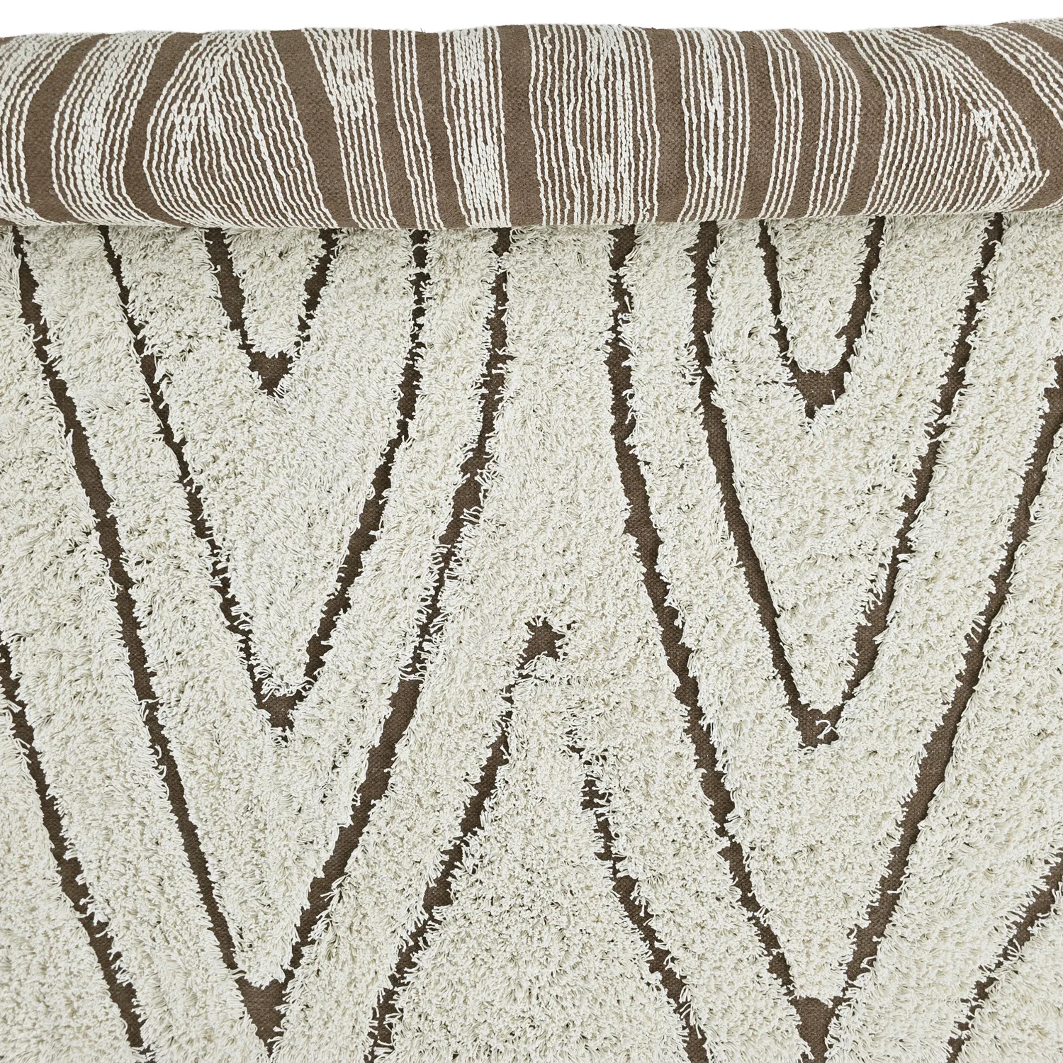 Tapis à poils longs - Kindon Natural Cotton Shaggy (umazano bela/rjava)