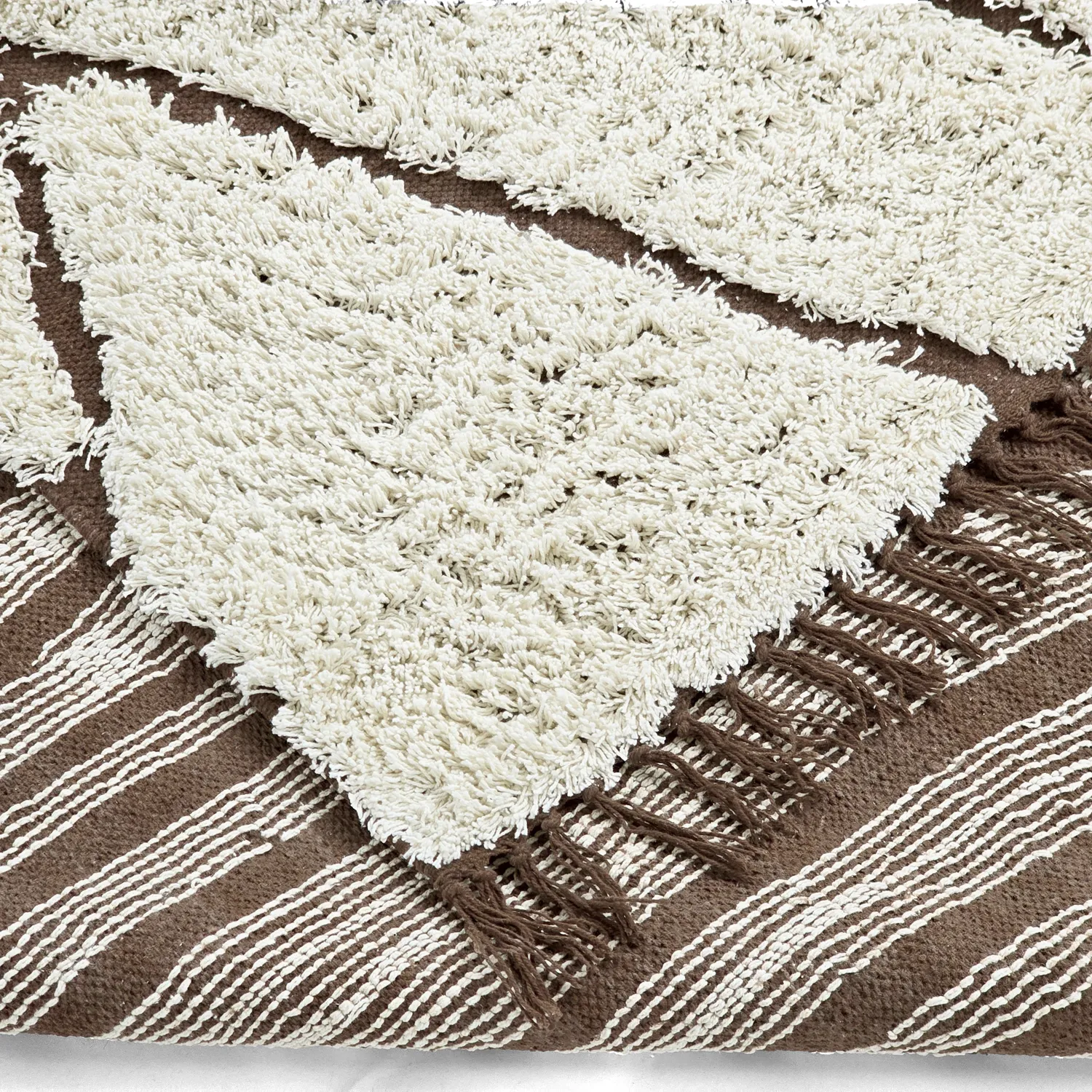 Tapis à poils longs - Kindon Natural Cotton Shaggy (umazano bela/rjava)
