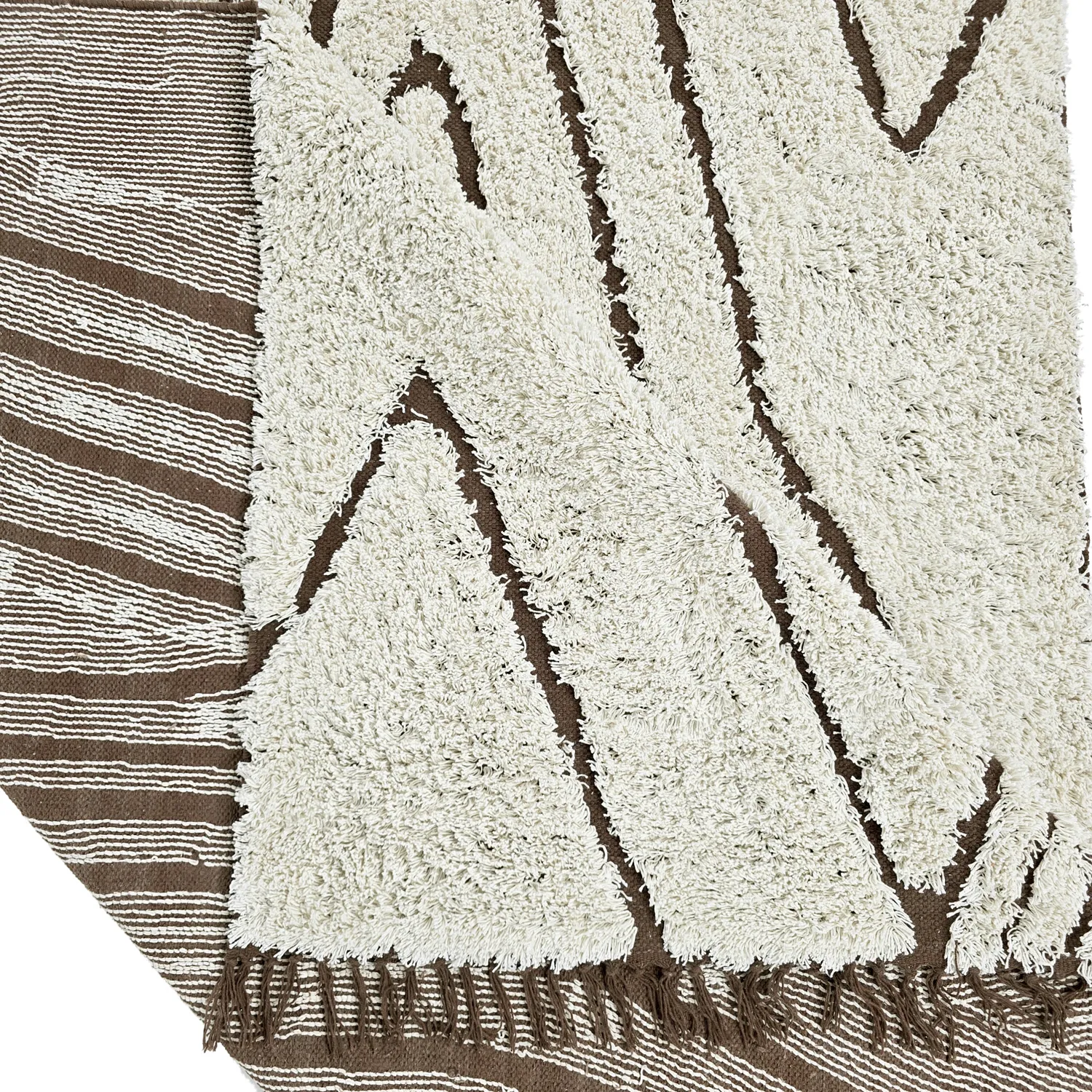 Tapis à poils longs - Kindon Natural Cotton Shaggy (umazano bela/rjava)