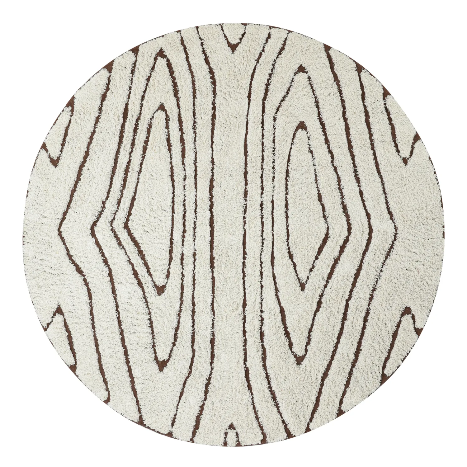 Tapis rond - Kindon Natural Cotton Shaggy (umazano bela/rjava)