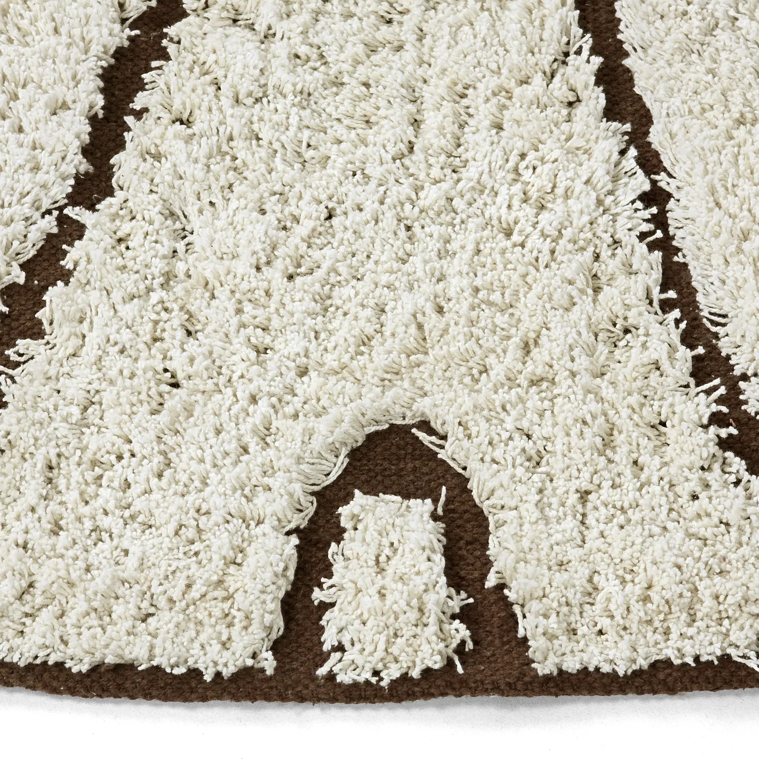 Tapis rond - Kindon Natural Cotton Shaggy (umazano bela/rjava)