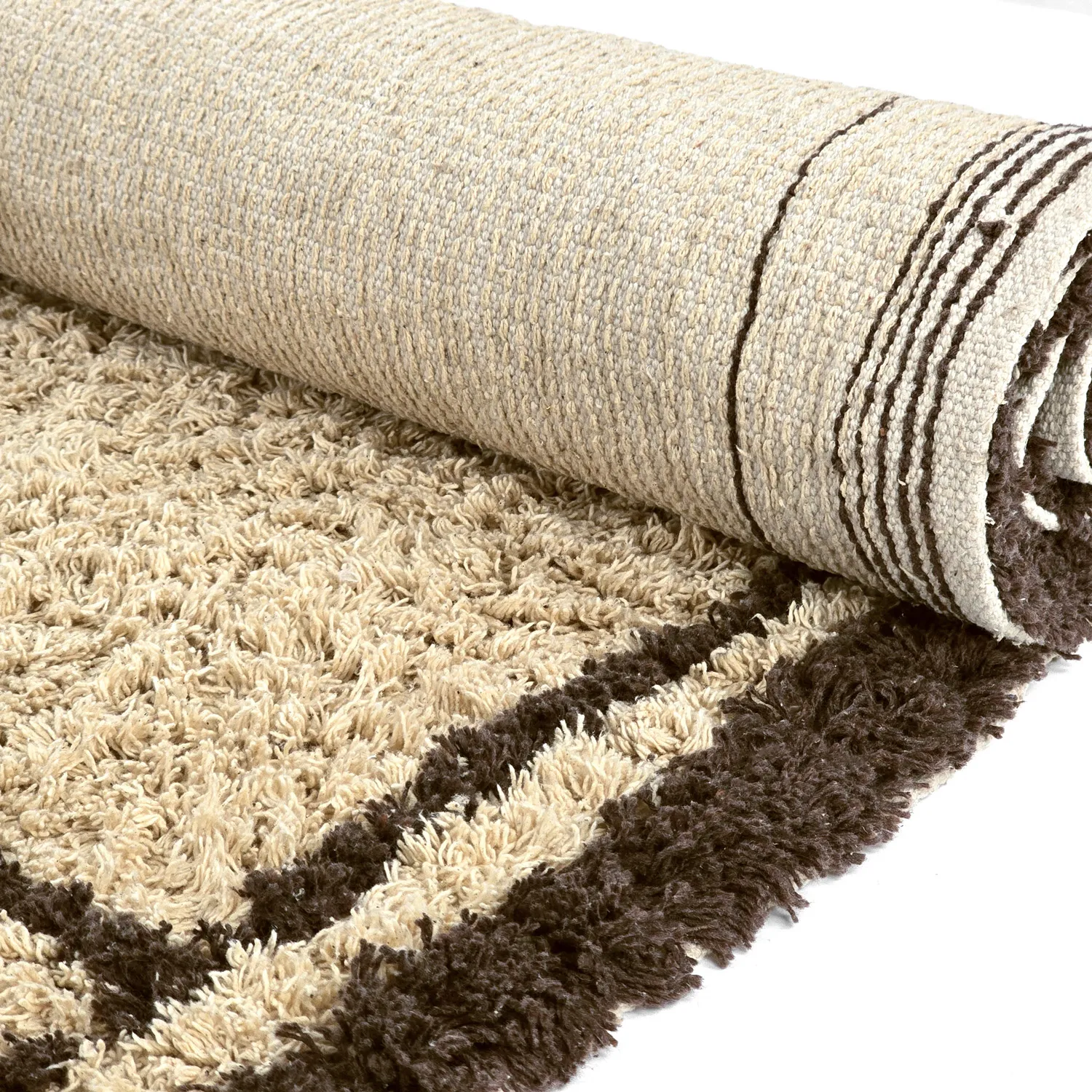 Tapis shaggy - Lana Natural Cotton Shaggy (beige/marron)