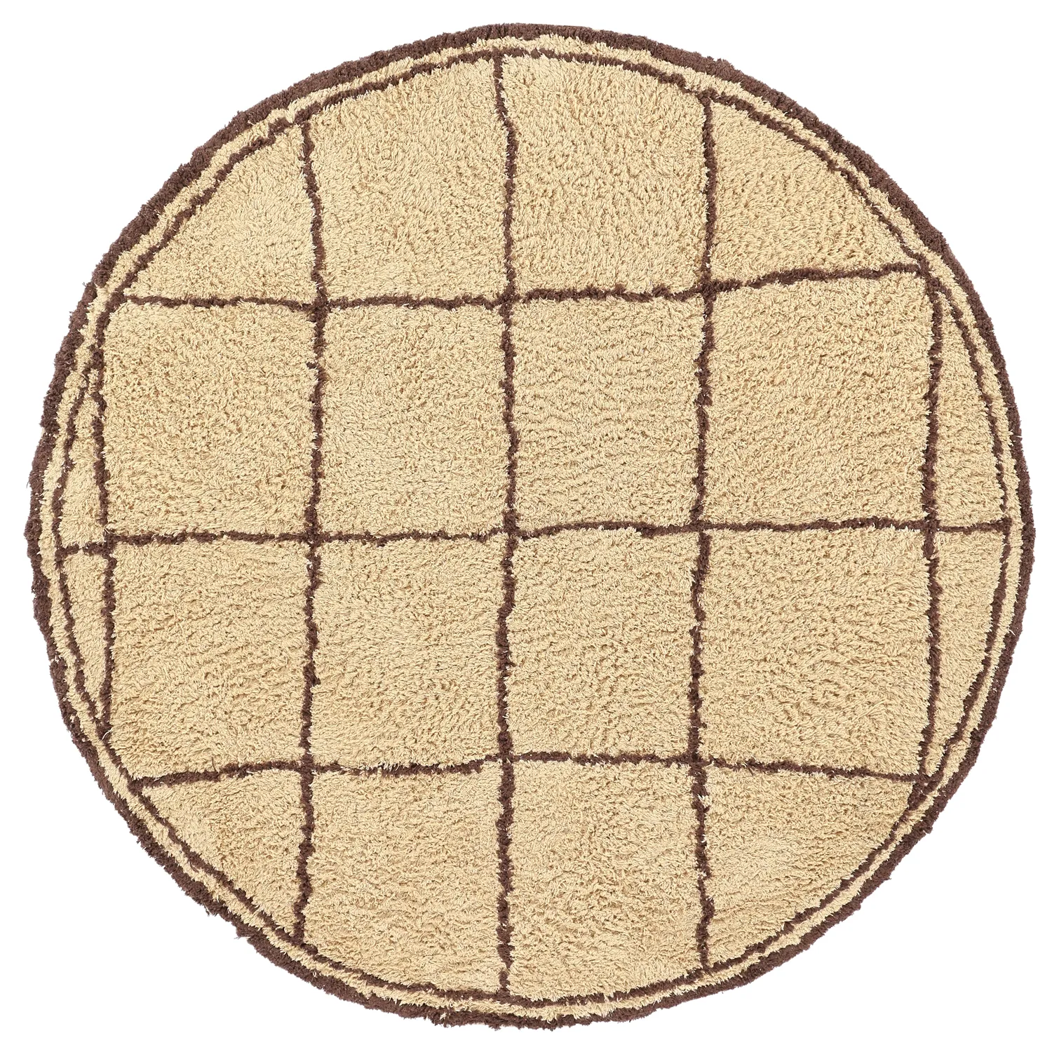 Tapis rond - Lana Natural Cotton Shaggy (beige/marron)