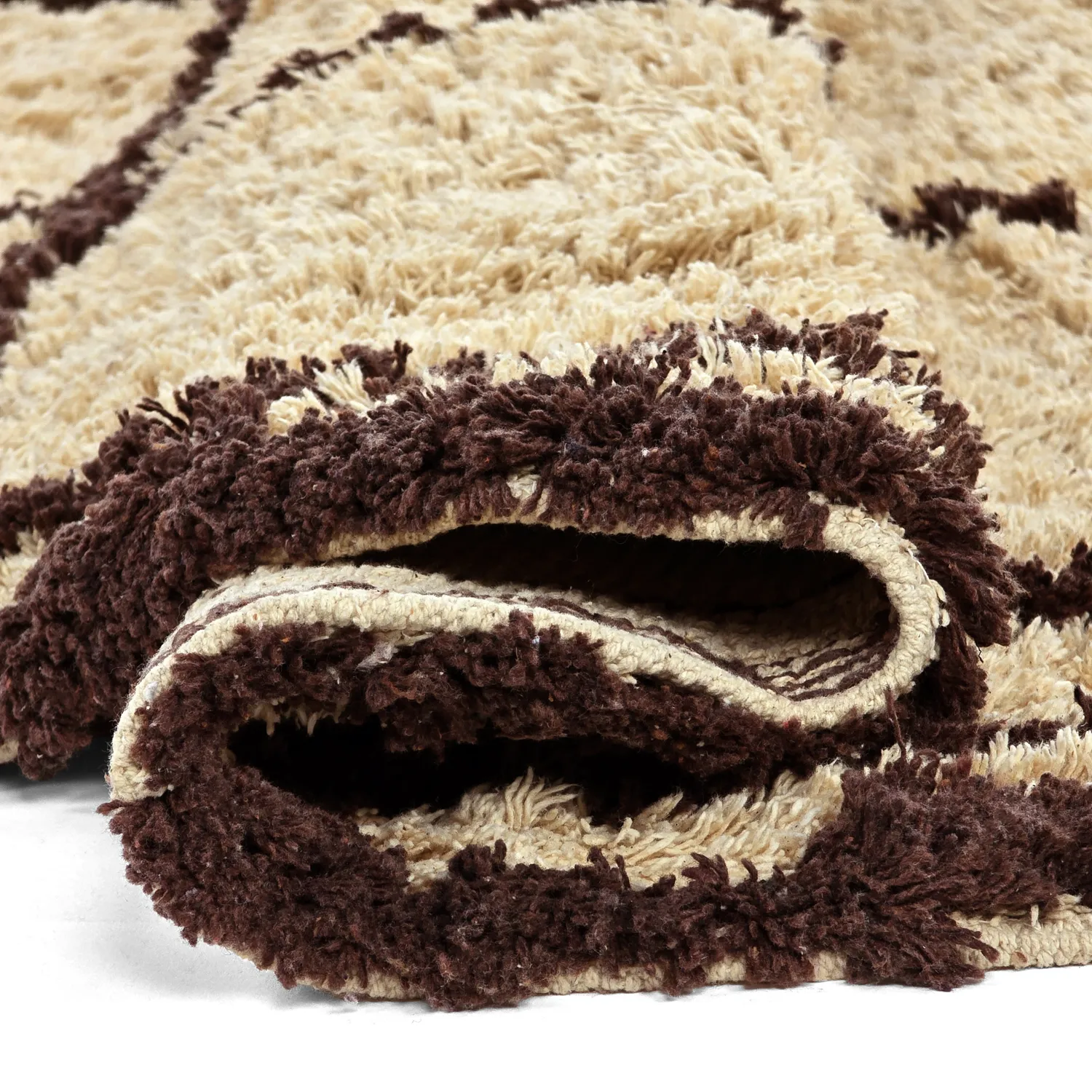 Tapis rond - Lana Natural Cotton Shaggy (beige/marron)