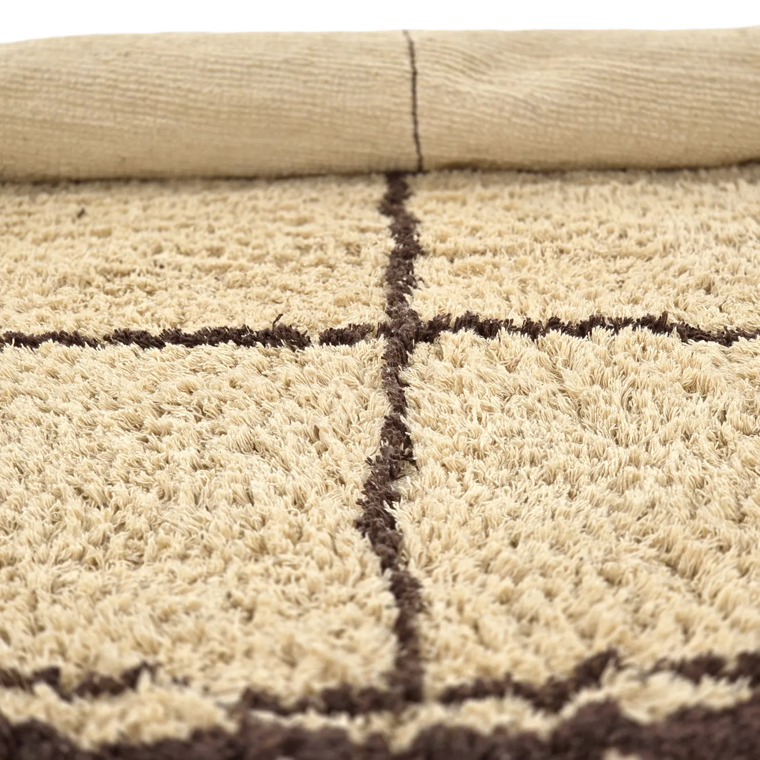Tapis rond - Lana Natural Cotton Shaggy (beige/marron)