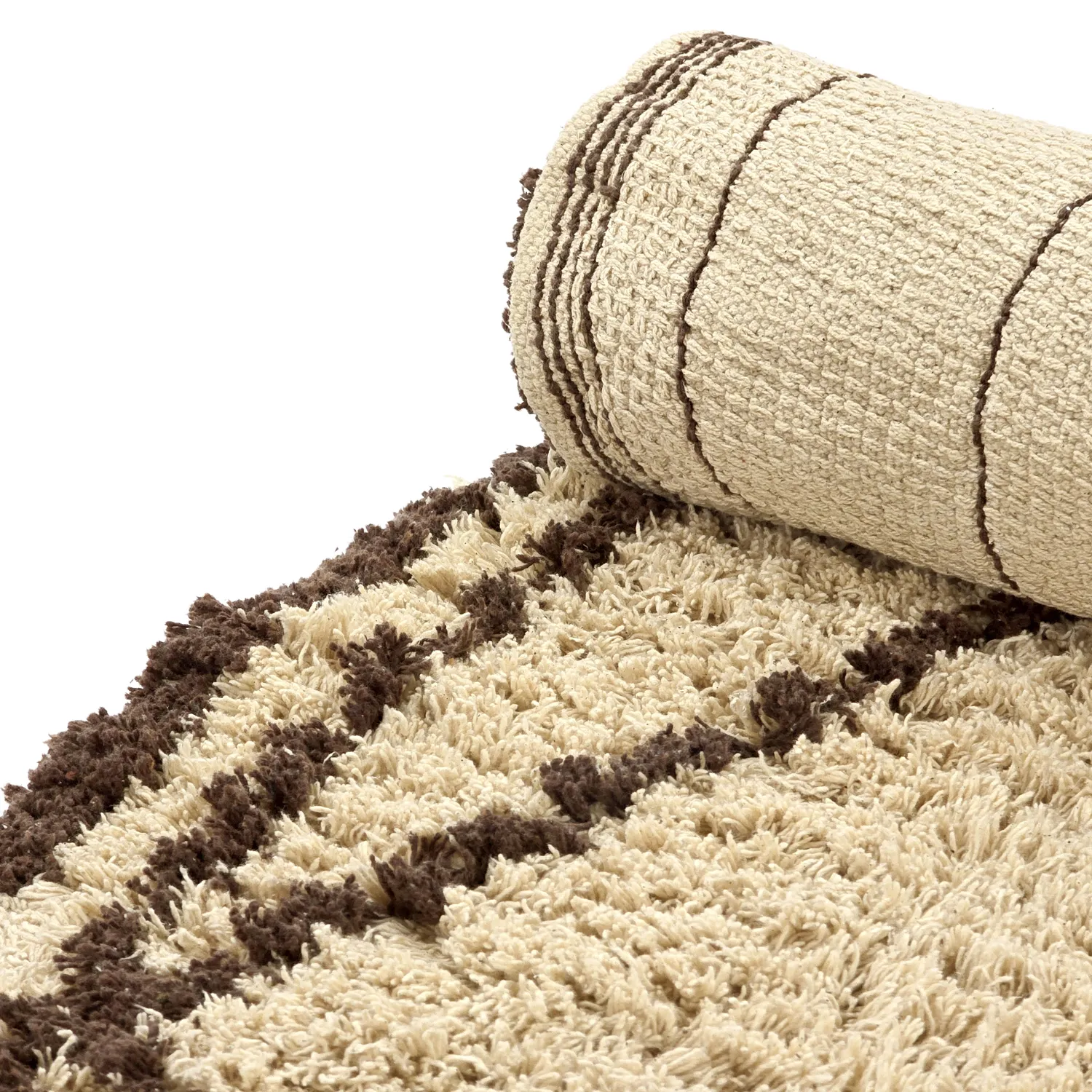 Tapis rond - Lana Natural Cotton Shaggy (beige/marron)