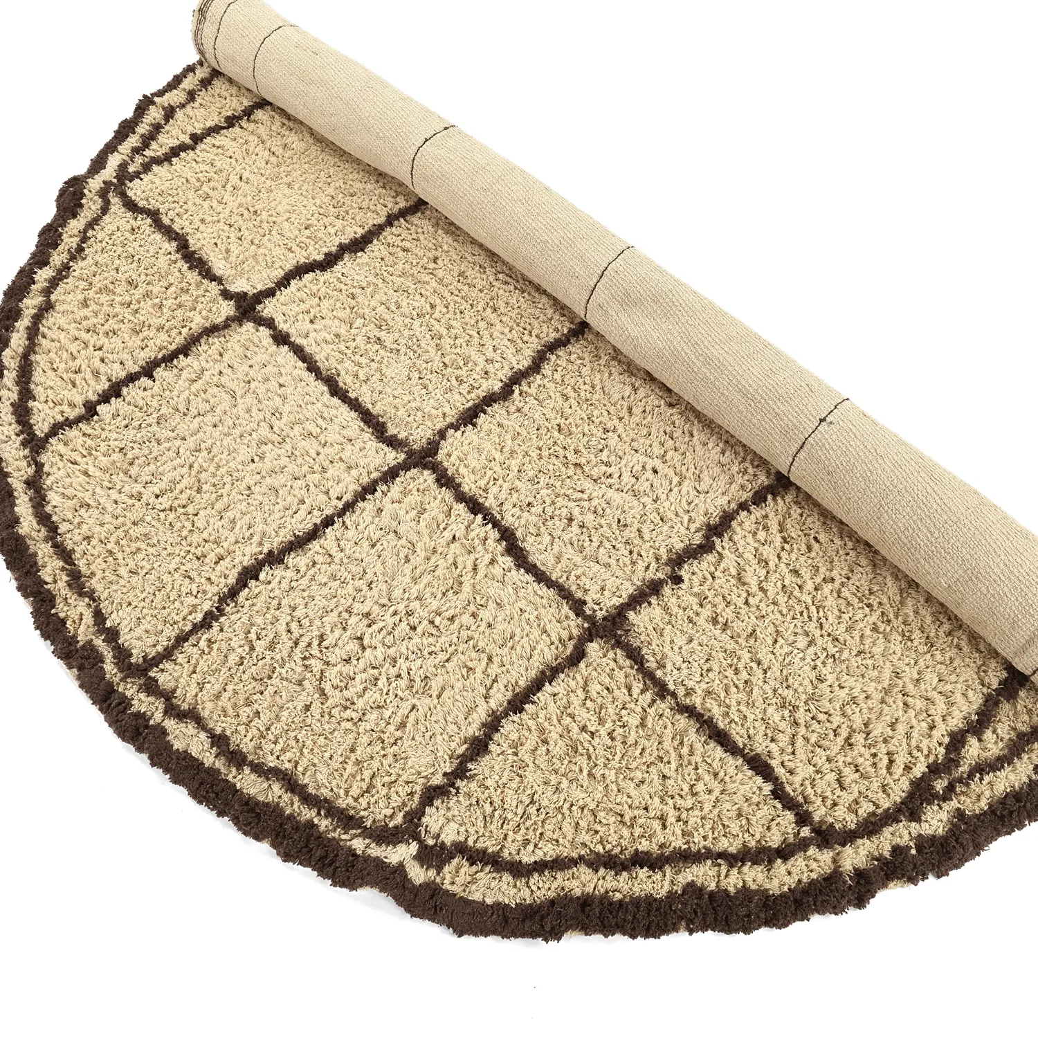 Tapis rond - Lana Natural Cotton Shaggy (beige/marron)