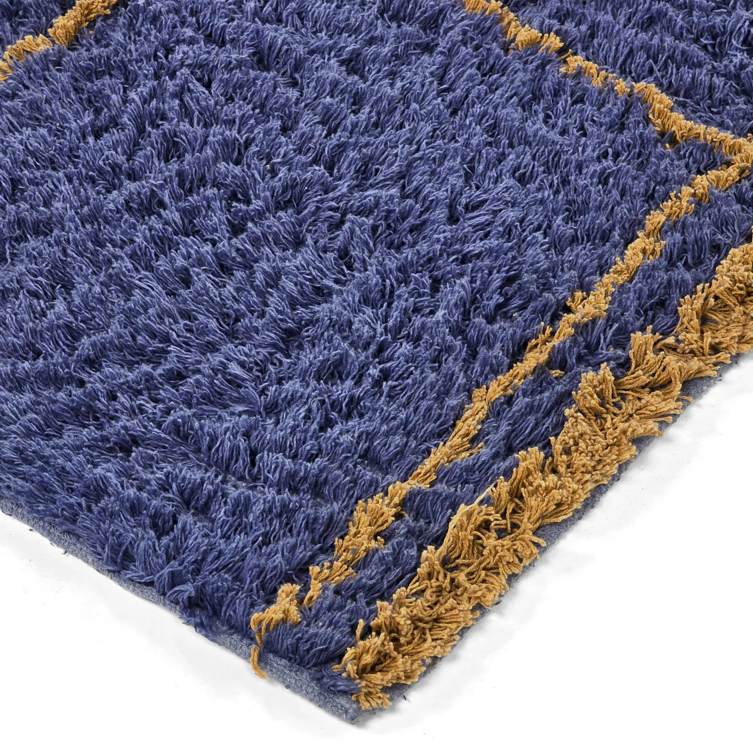 Tapis à poils longs - Lana Natural Cotton Shaggy (bleu/jaune)