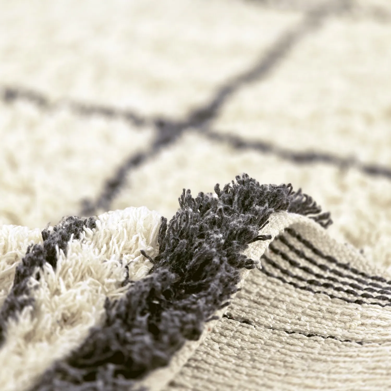 Tapis shaggy - Lana Natural Cotton Shaggy (crème/gris foncé)