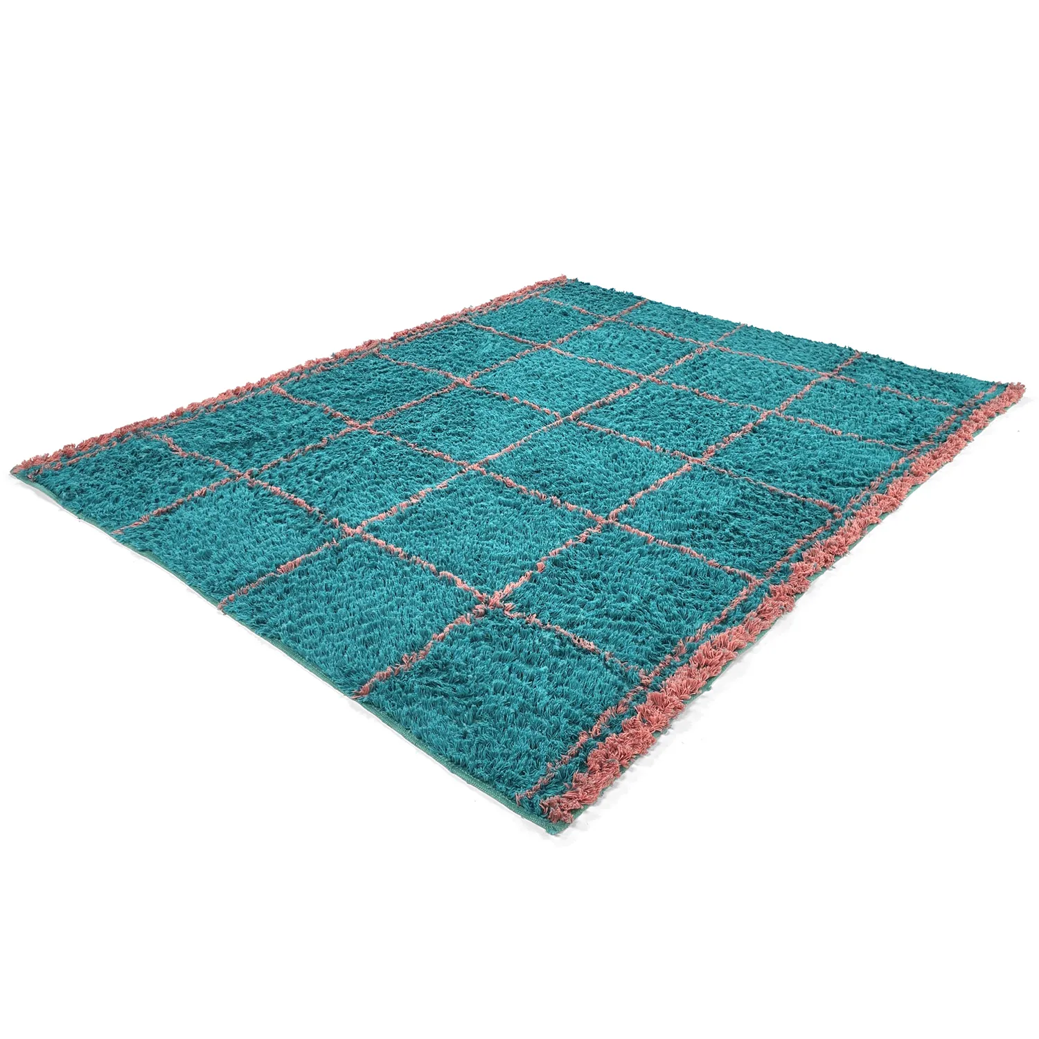 Tapis shaggy - Lana Natural Cotton Shaggy (turquoise/rose)