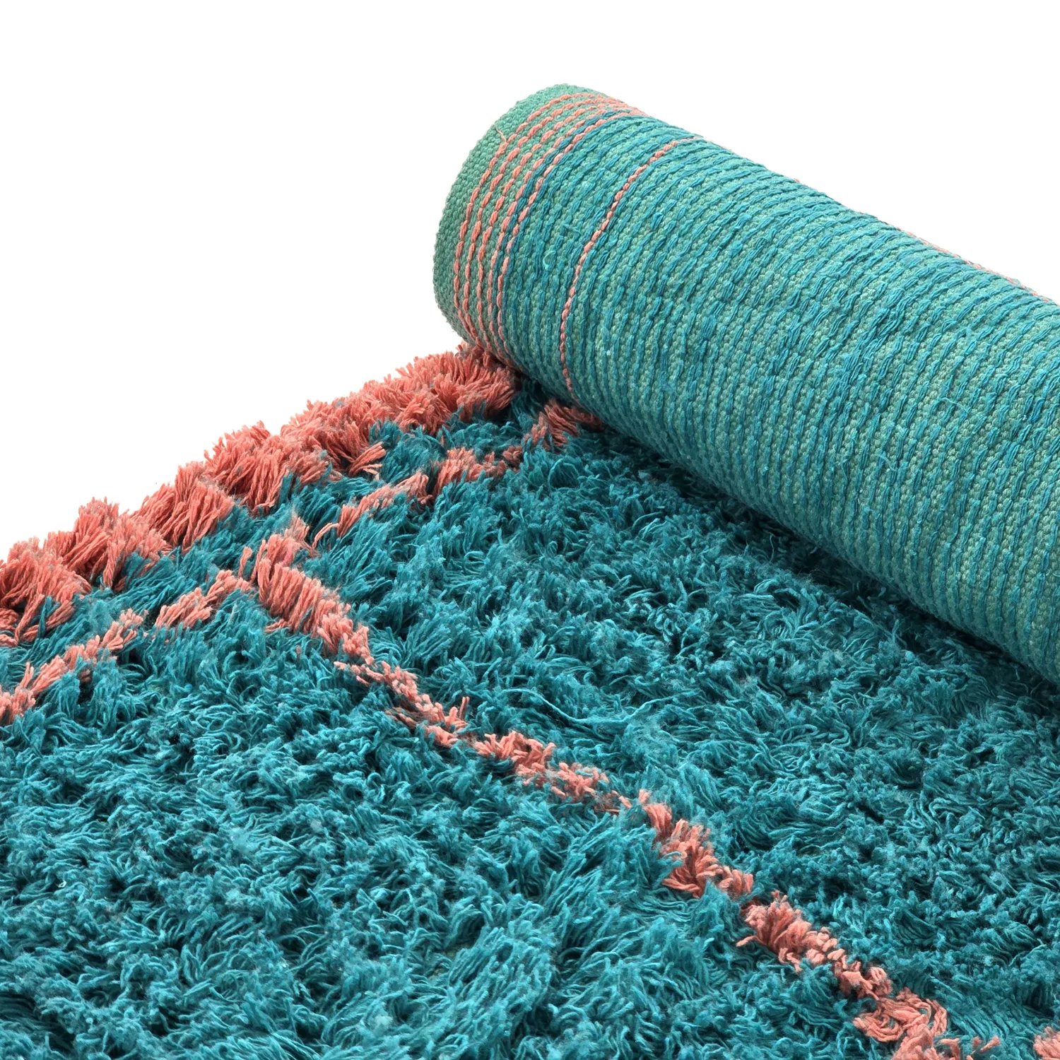 Tapis shaggy - Lana Natural Cotton Shaggy (turquoise/rose)