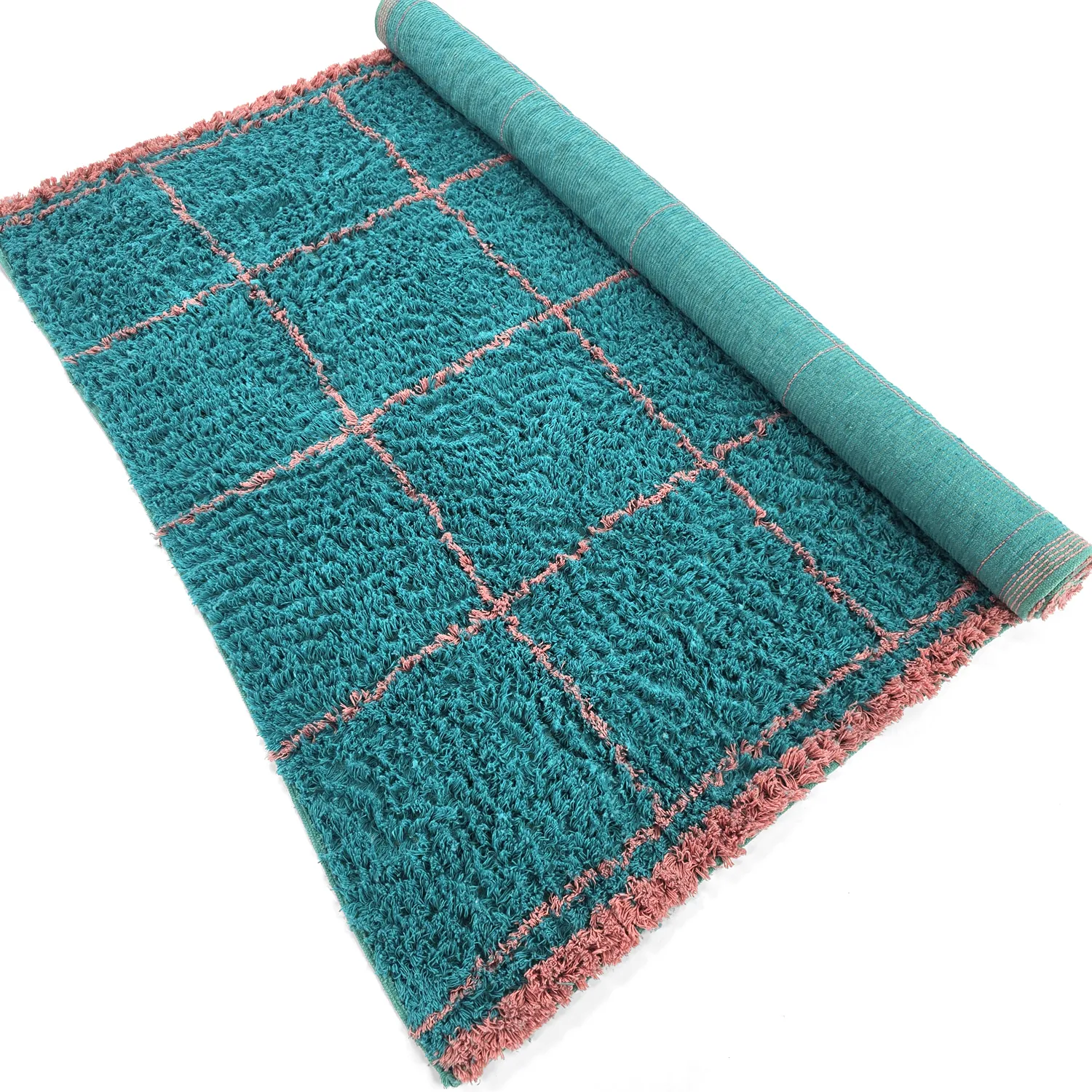 Tapis shaggy - Lana Natural Cotton Shaggy (turquoise/rose)