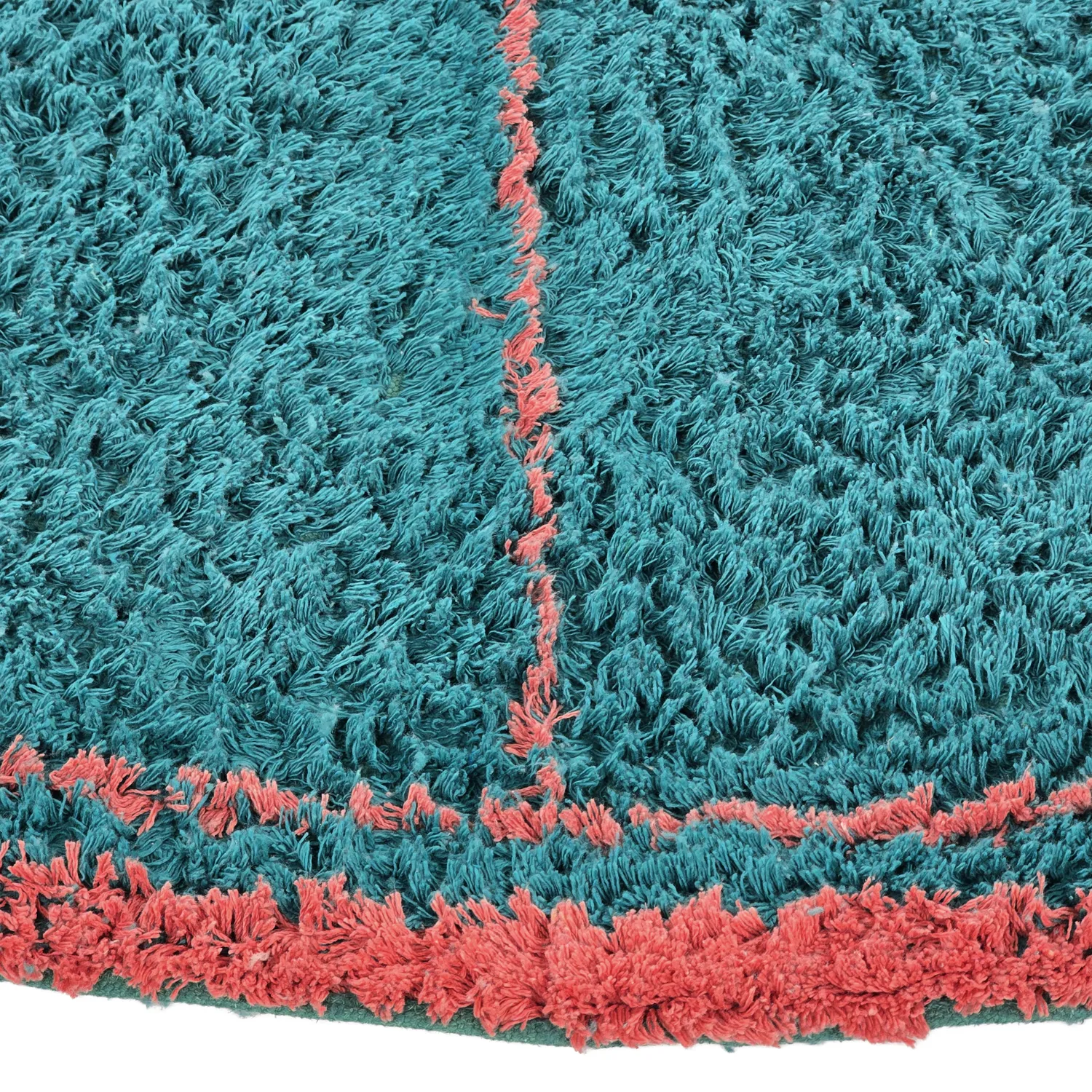 Tapis rond - Lana Natural Cotton Shaggy (turquoise/rose)