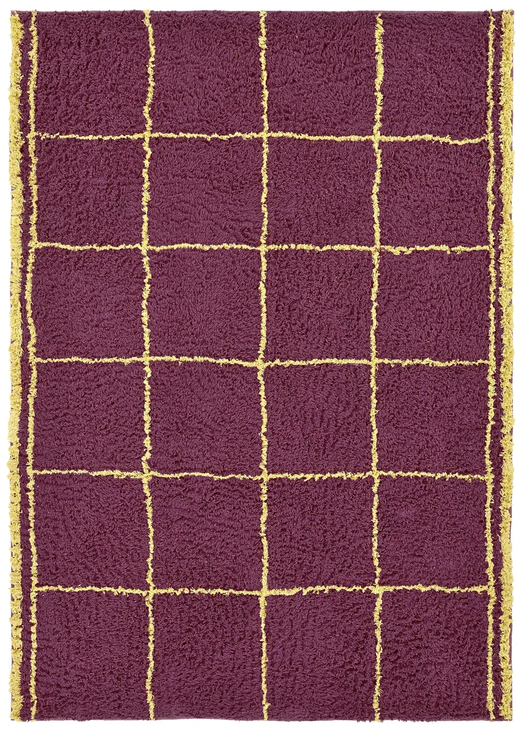 Tapis à poils longs - Lana Natural Cotton Shaggy (bordeaux/jaune)