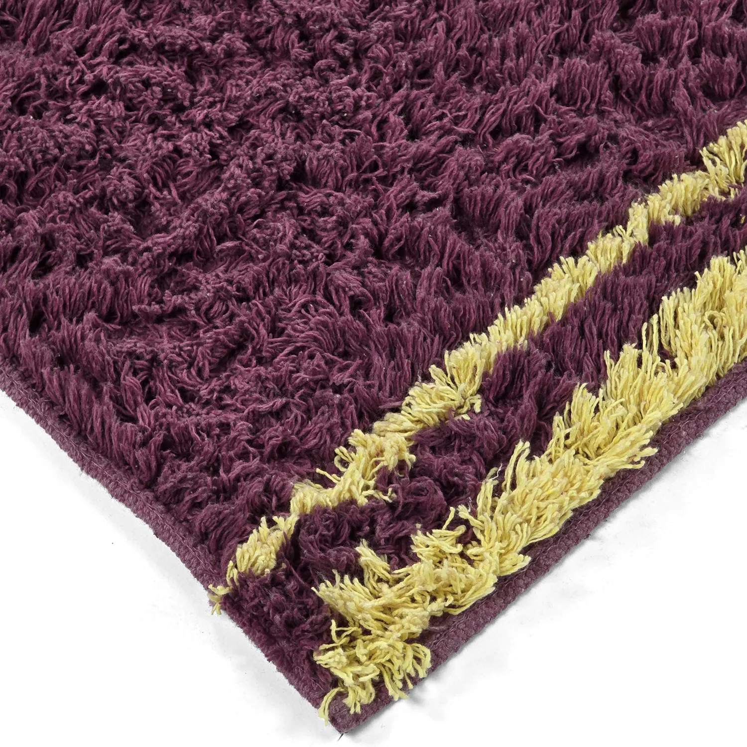 Tapis à poils longs - Lana Natural Cotton Shaggy (bordeaux/jaune)
