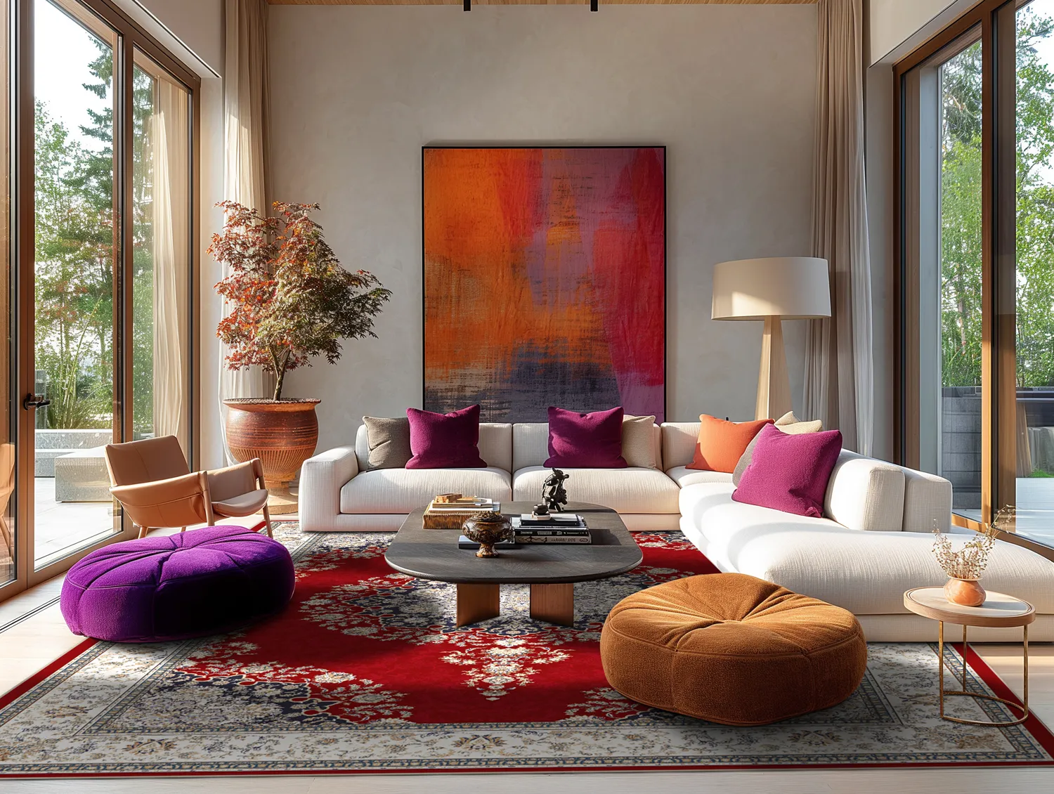 Tapis Wilton - Lice (rouge/multicolore)