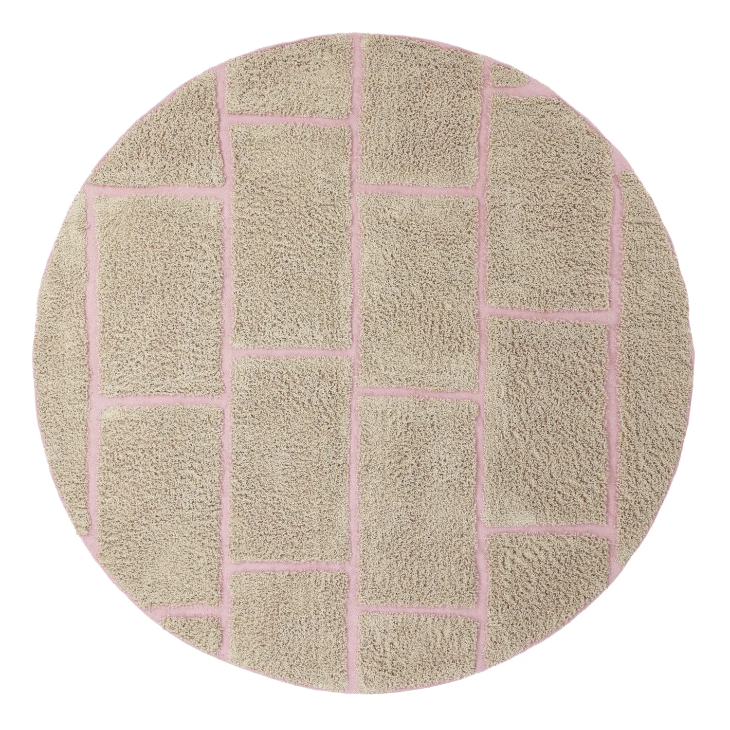 Tapis rond - Lindley Natural Cotton Shaggy (bež/roza)