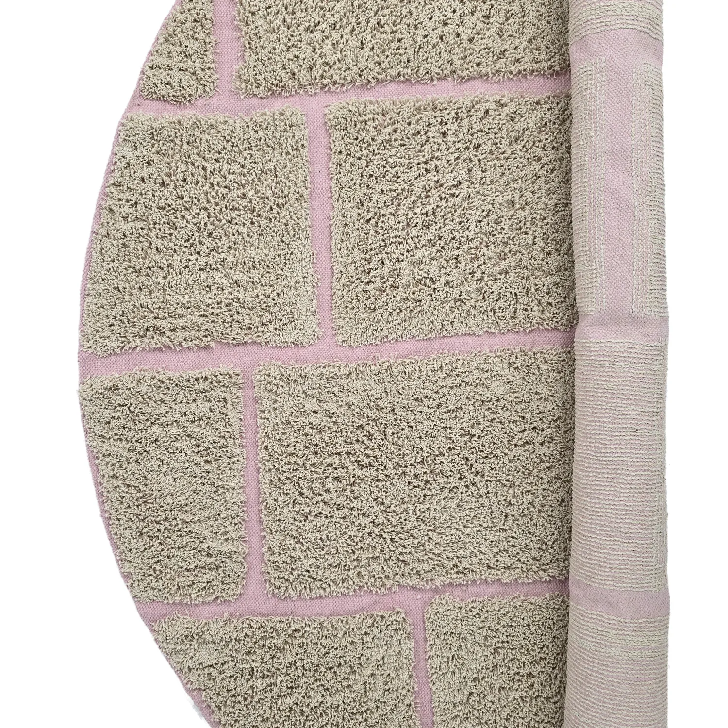 Tapis rond - Lindley Natural Cotton Shaggy (bež/roza)