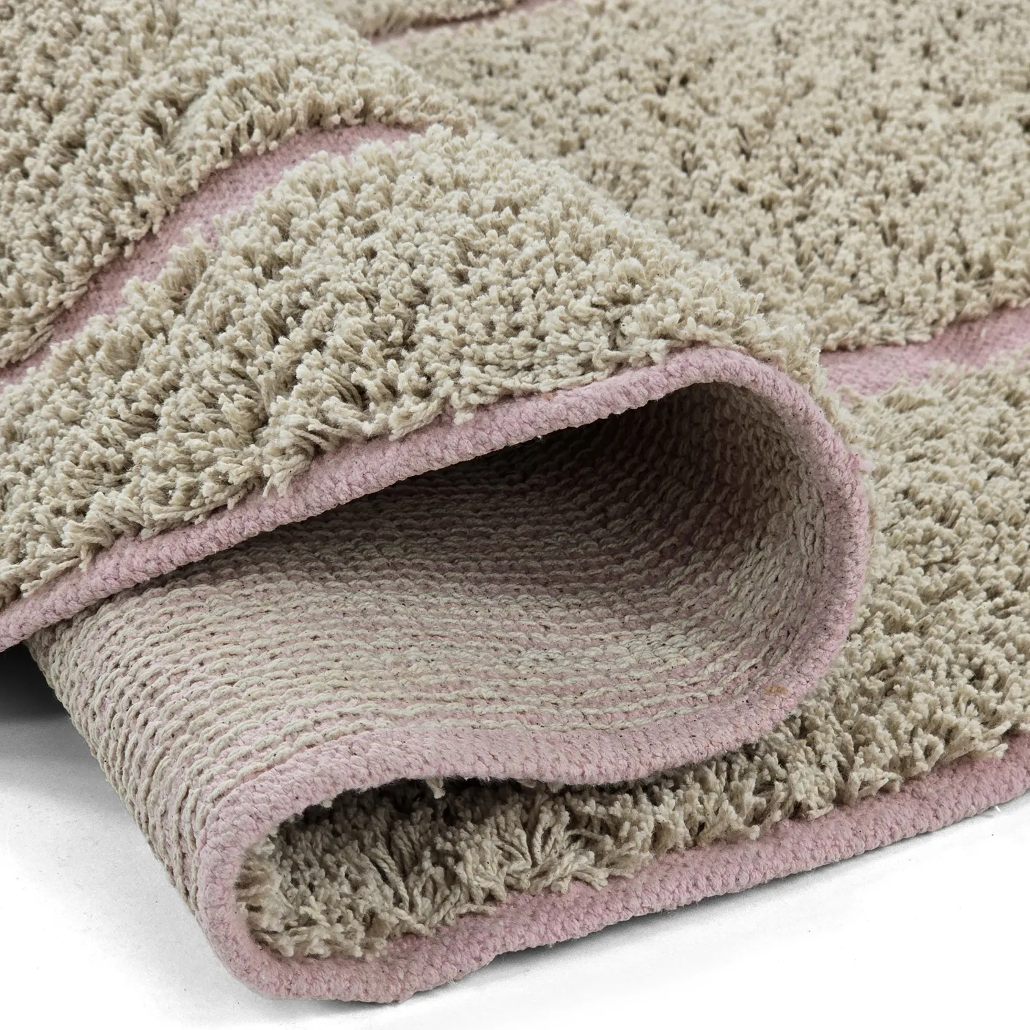 Tapis rond - Lindley Natural Cotton Shaggy (bež/roza)