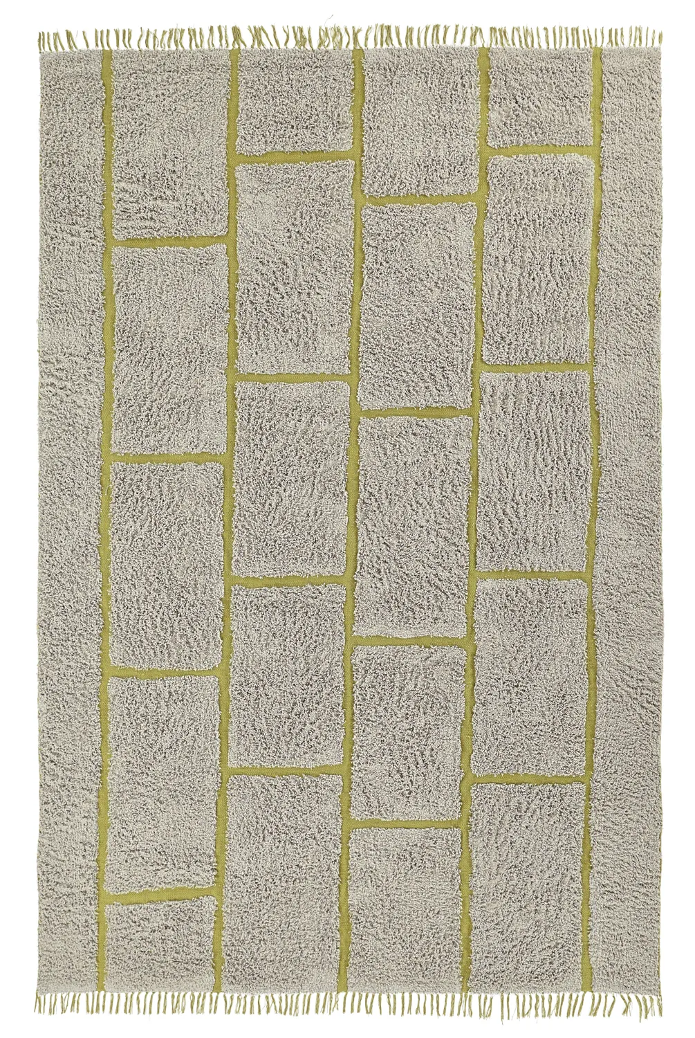 Tapis à poils longs - Lindley Natural Cotton Shaggy (siva/zelena)