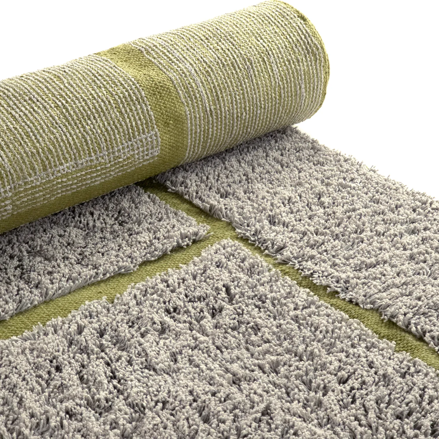 Tapis à poils longs - Lindley Natural Cotton Shaggy (siva/zelena)