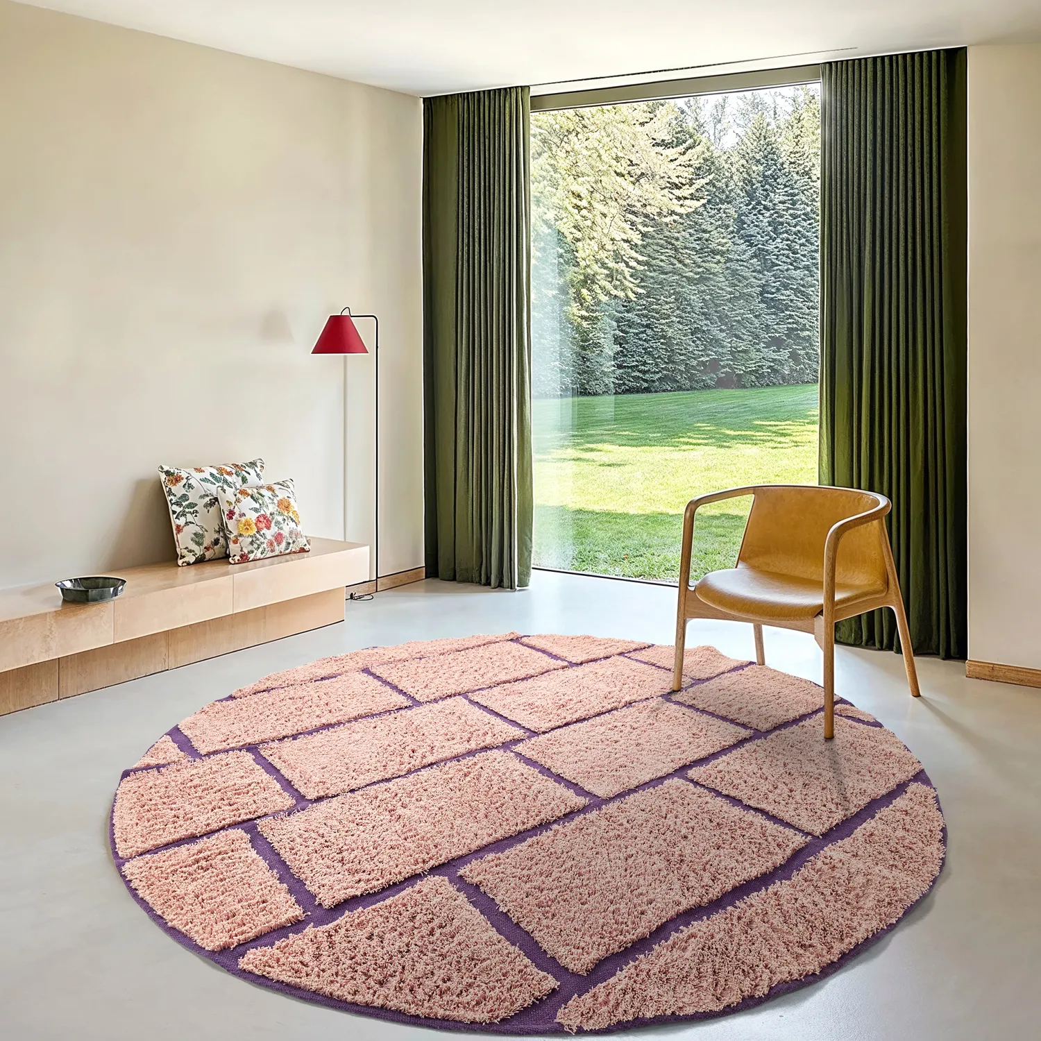 Tapis rond - Lindley Natural Cotton Shaggy (roza/vijolična)