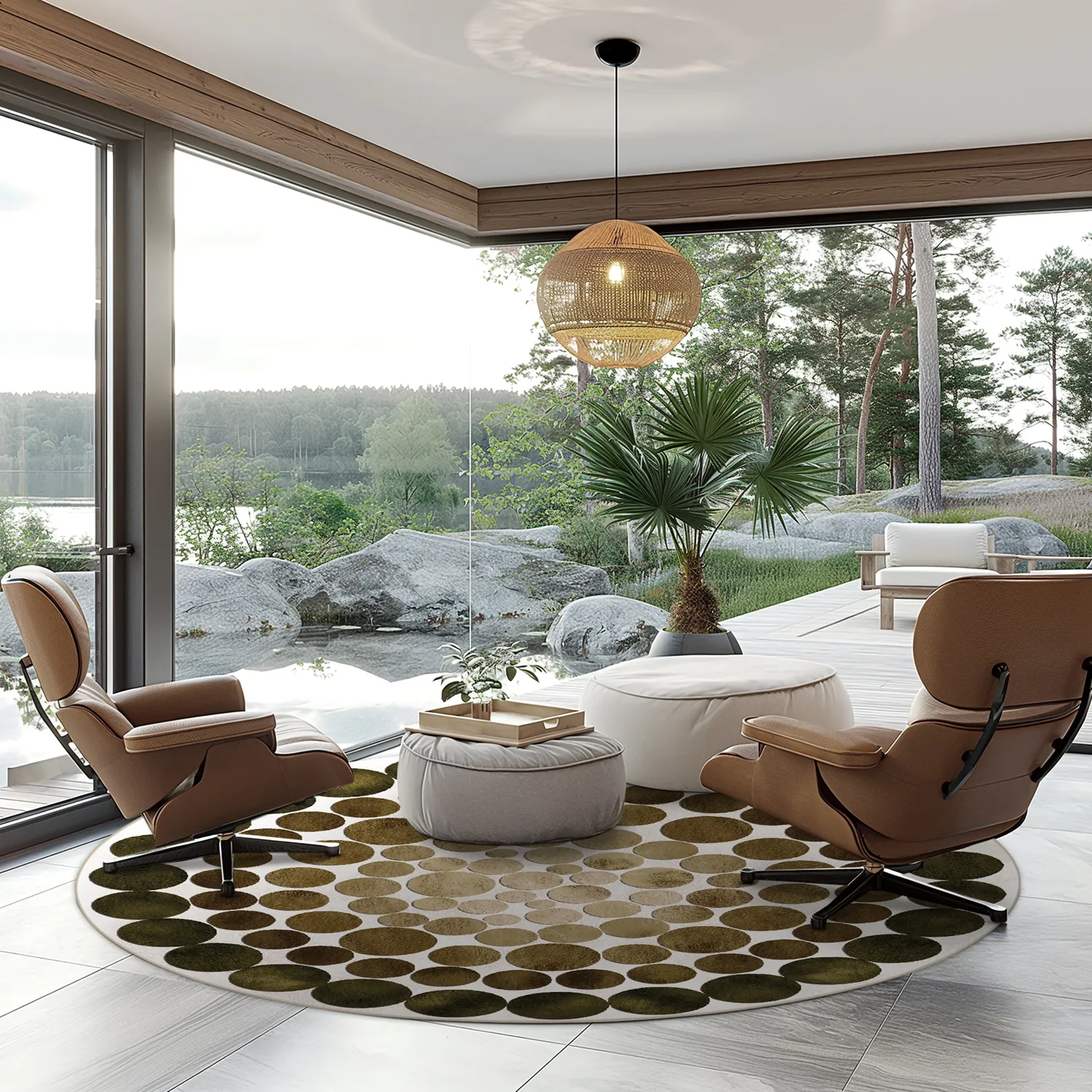 Tapis rond - Marineo (marron/vert)