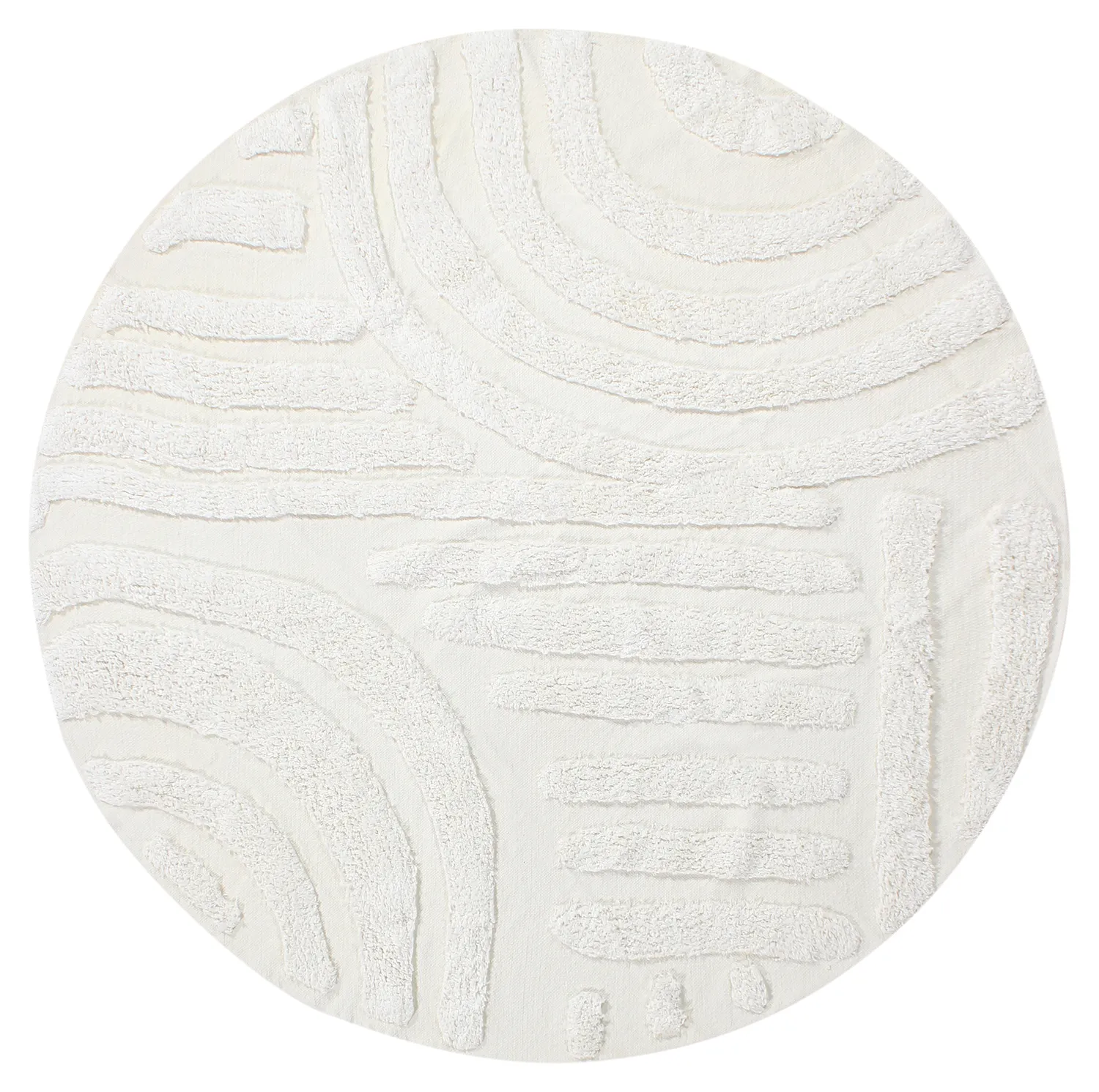 Tapis rond - Mavis Natural Cotton Shaggy (blanc cassé)