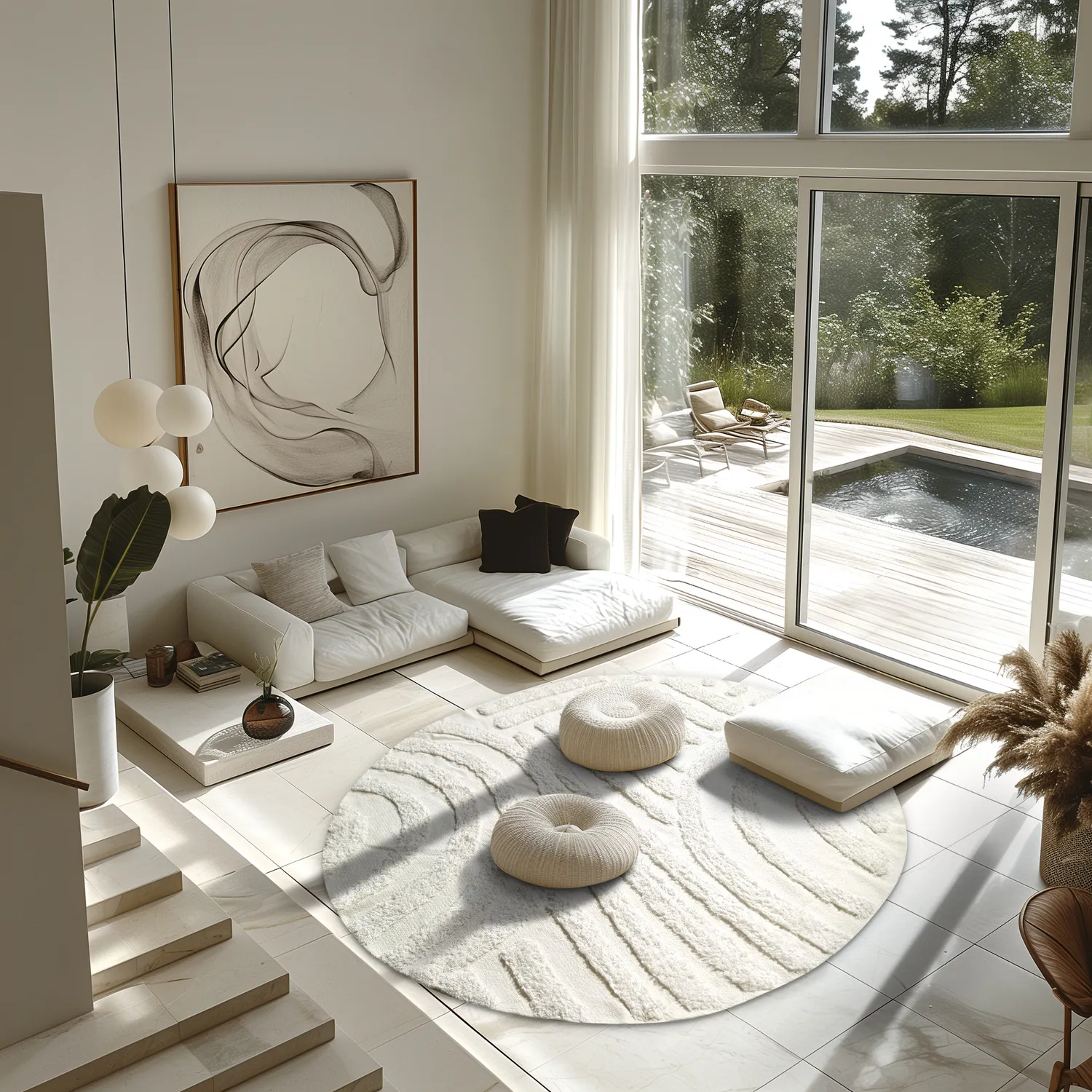 Tapis rond - Margo Natural Cotton Shaggy (blanc cassé)