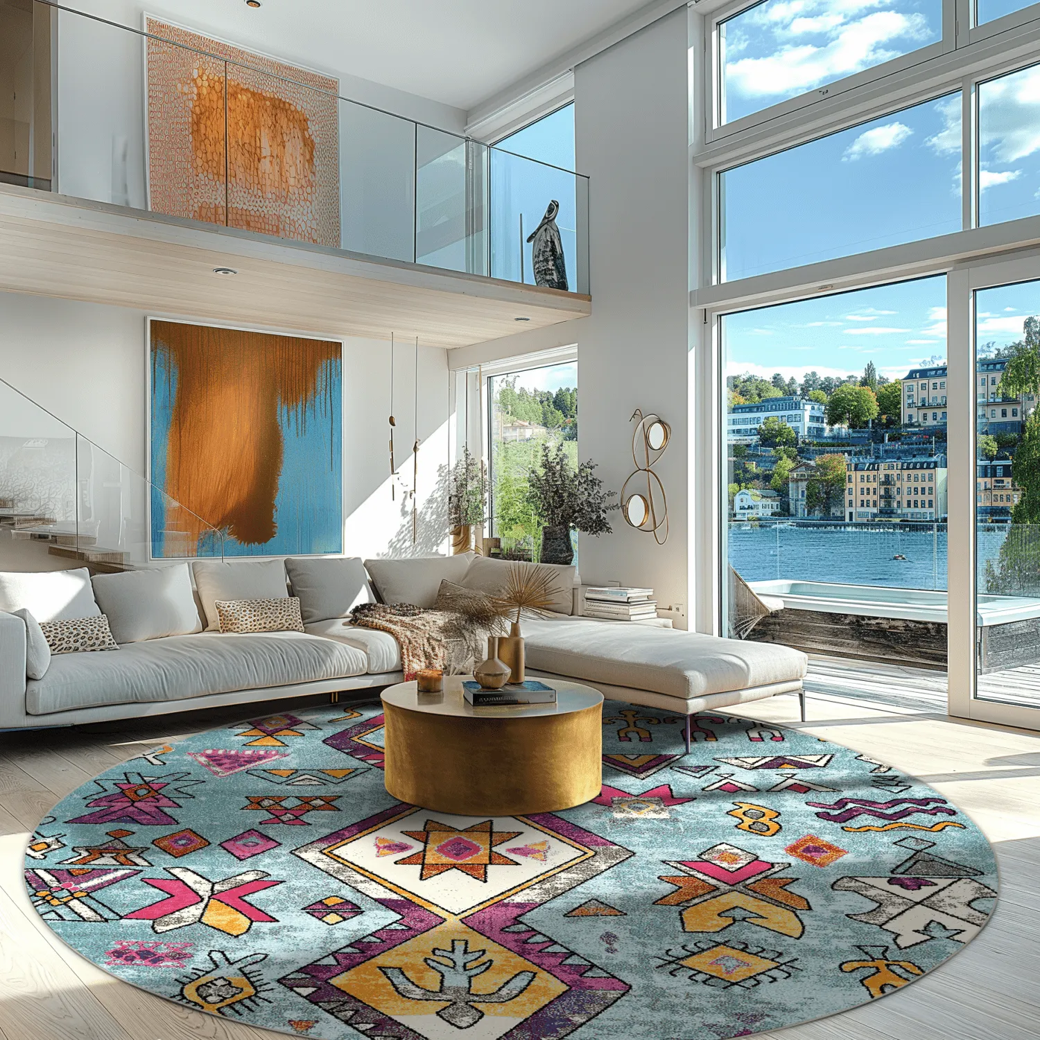 Tapis rond - Misare (bleu/multicolore)