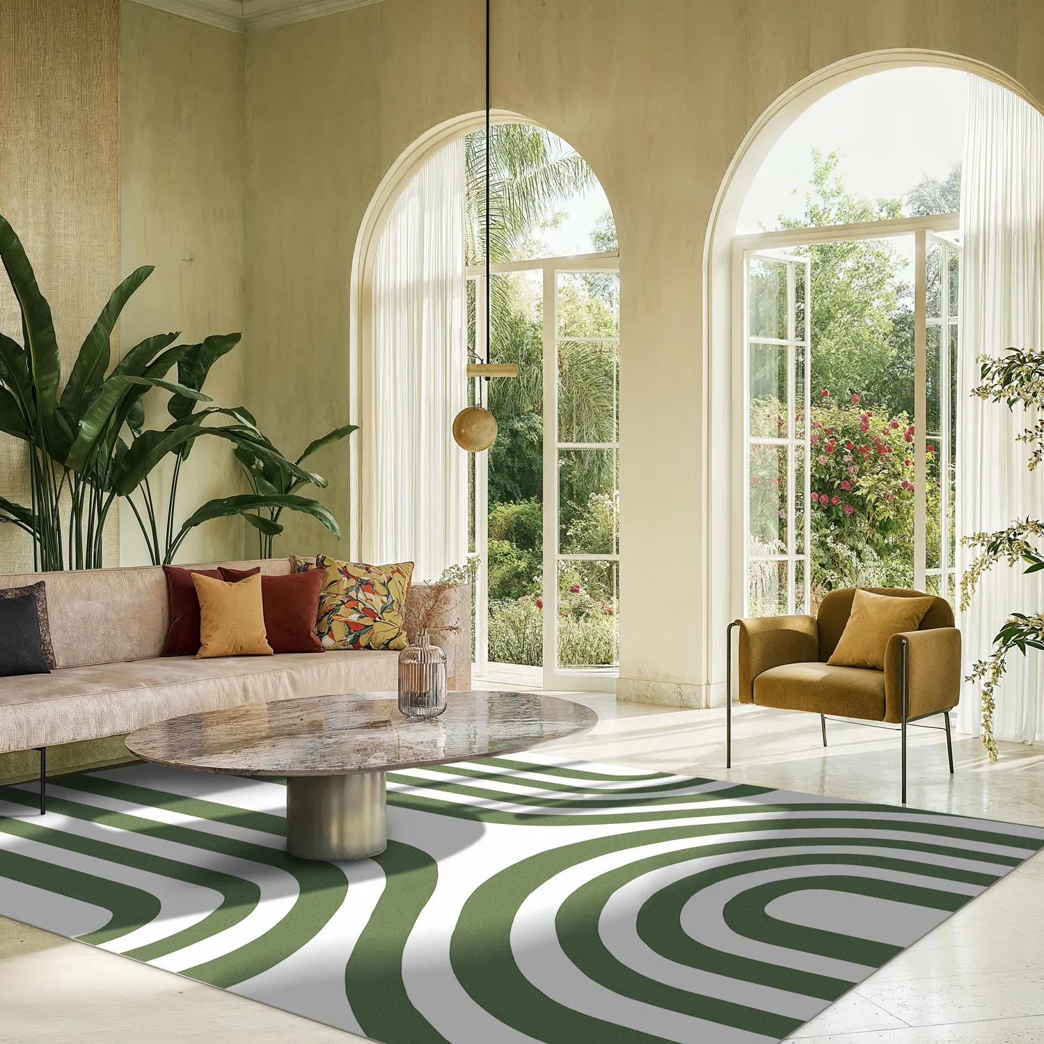 Tapis Wilton - Obidos (vert/blanc)