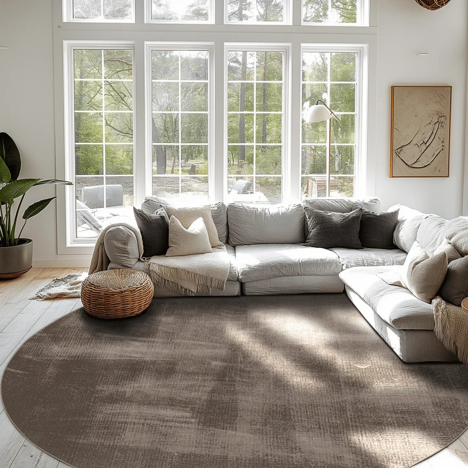 Tapis rond - Olmedo (gris/beige)