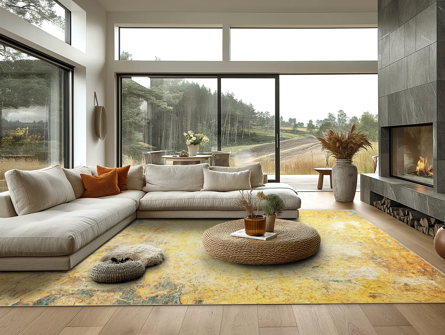 Tapis Wilton - Palau (doré/beige/bleu)