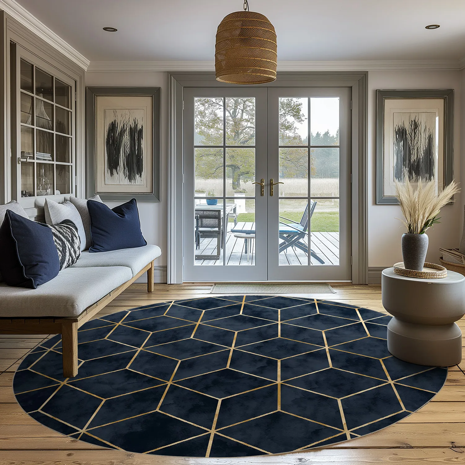 Tapis rond - Remy (bleu foncé)