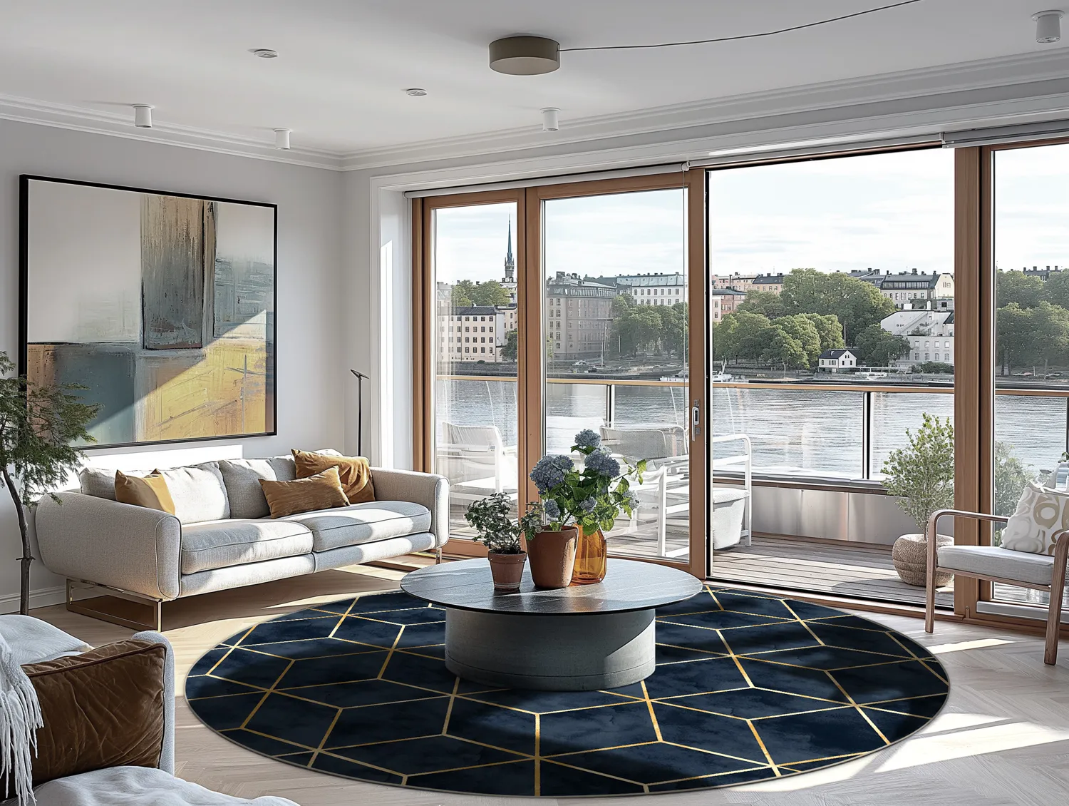 Tapis rond - Remy (bleu foncé)