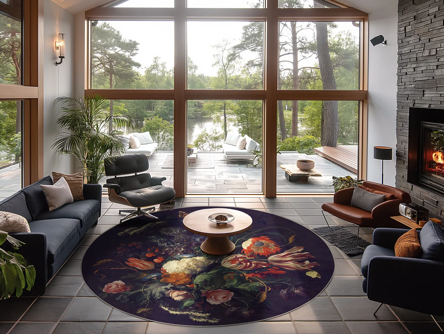 Tapis rond - Rich Flowers (multicolore)