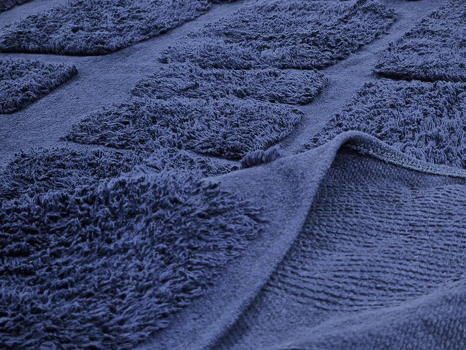 Tapis rond - Salem Natural Cotton Shaggy (bleu foncé)